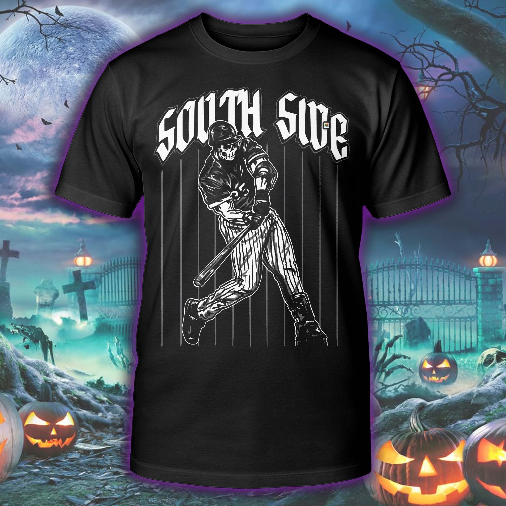 SOUTH SIDE White Sox Skeleton Halloween Skeleton T-shirt PT75566