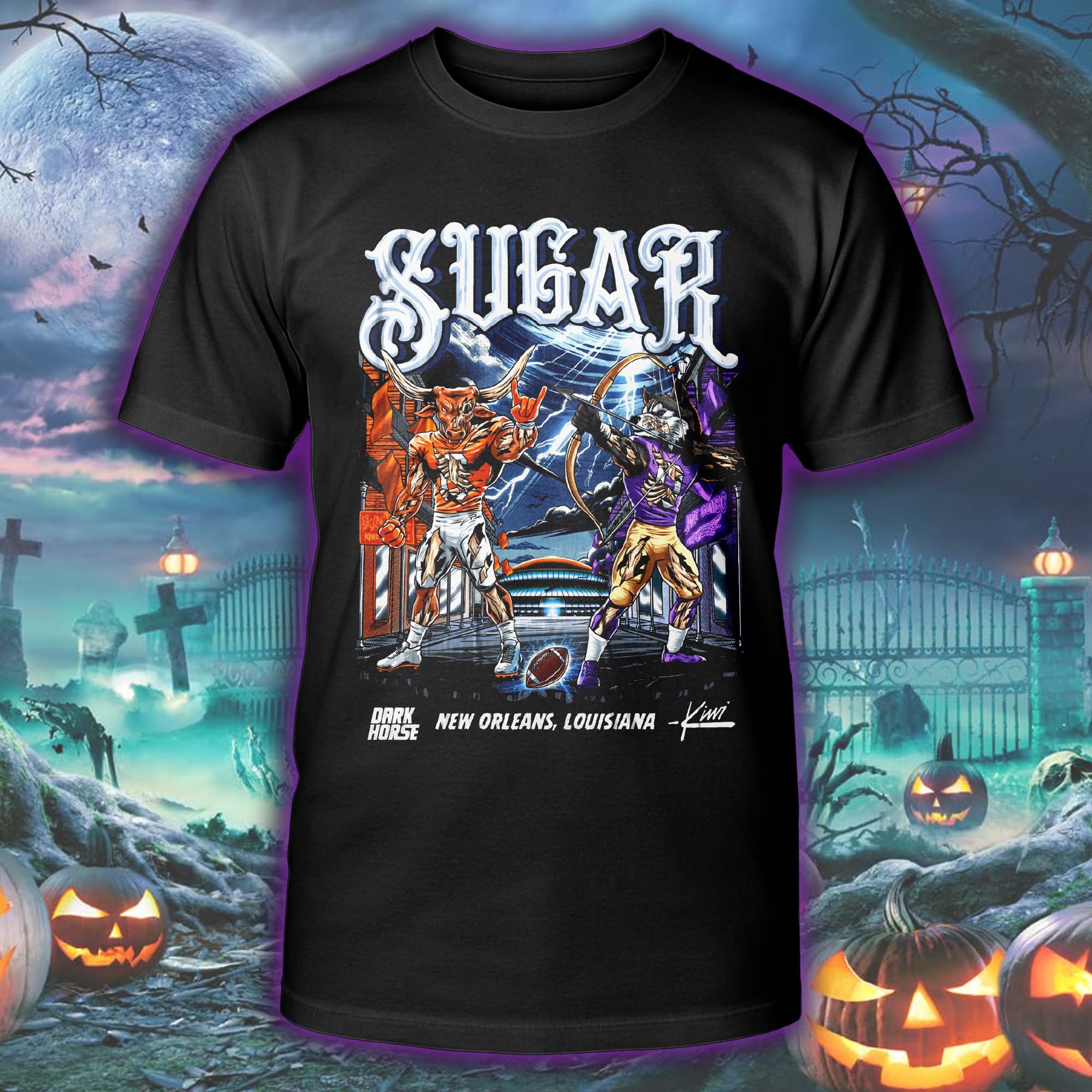 Sugar Bowl 2023 Poster Texas vs Washington Halloween Skeleton T-shirt PT75570