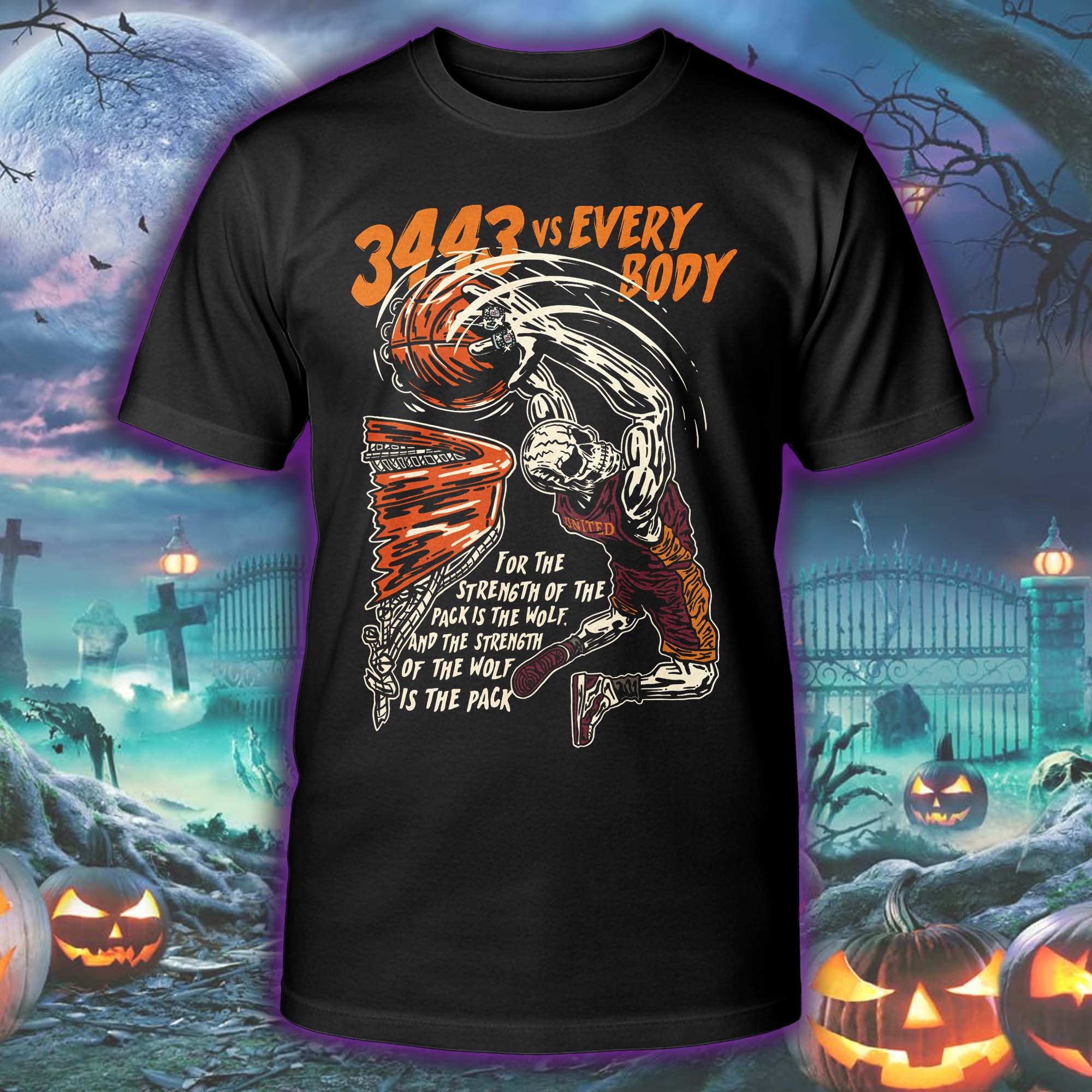 The Strength of the Wolf is the Pack Halloween Skeleton T-shirt PT75571
