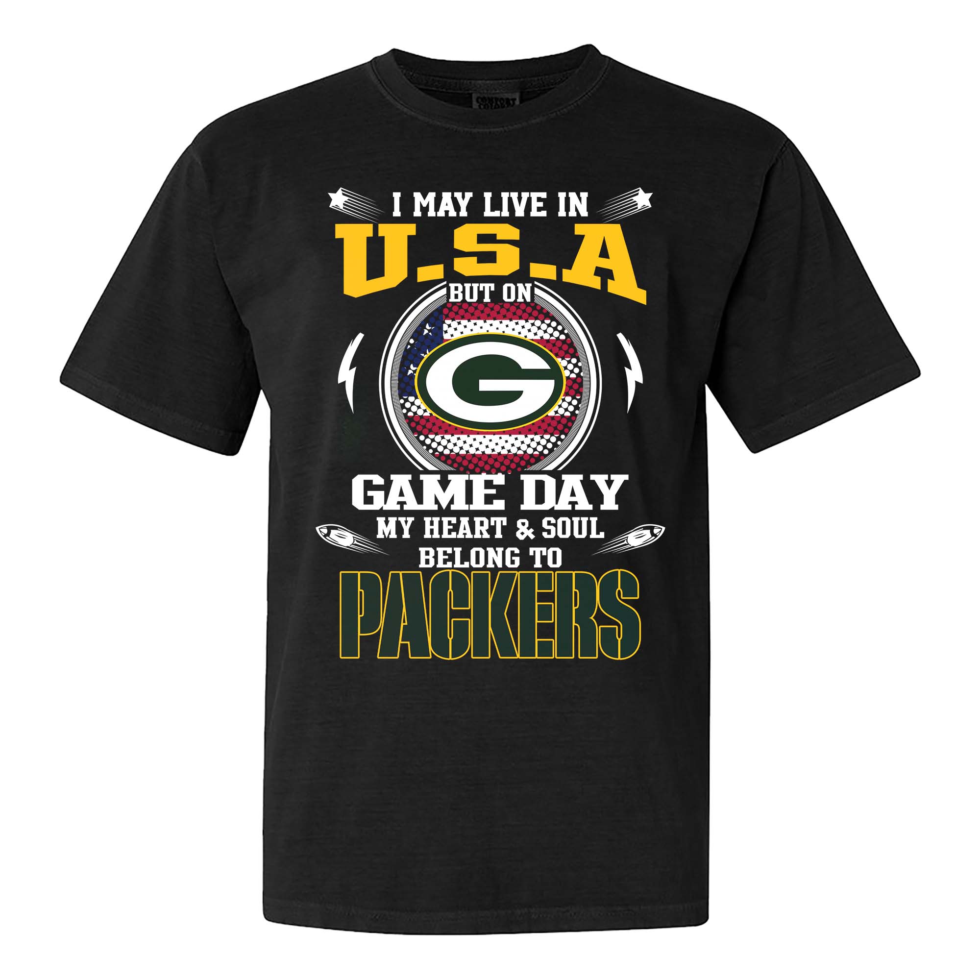 I May Live In U.S.A But On Game Day My Heart And Soul Belongs To Green Bay Packers Shirt PT75487
