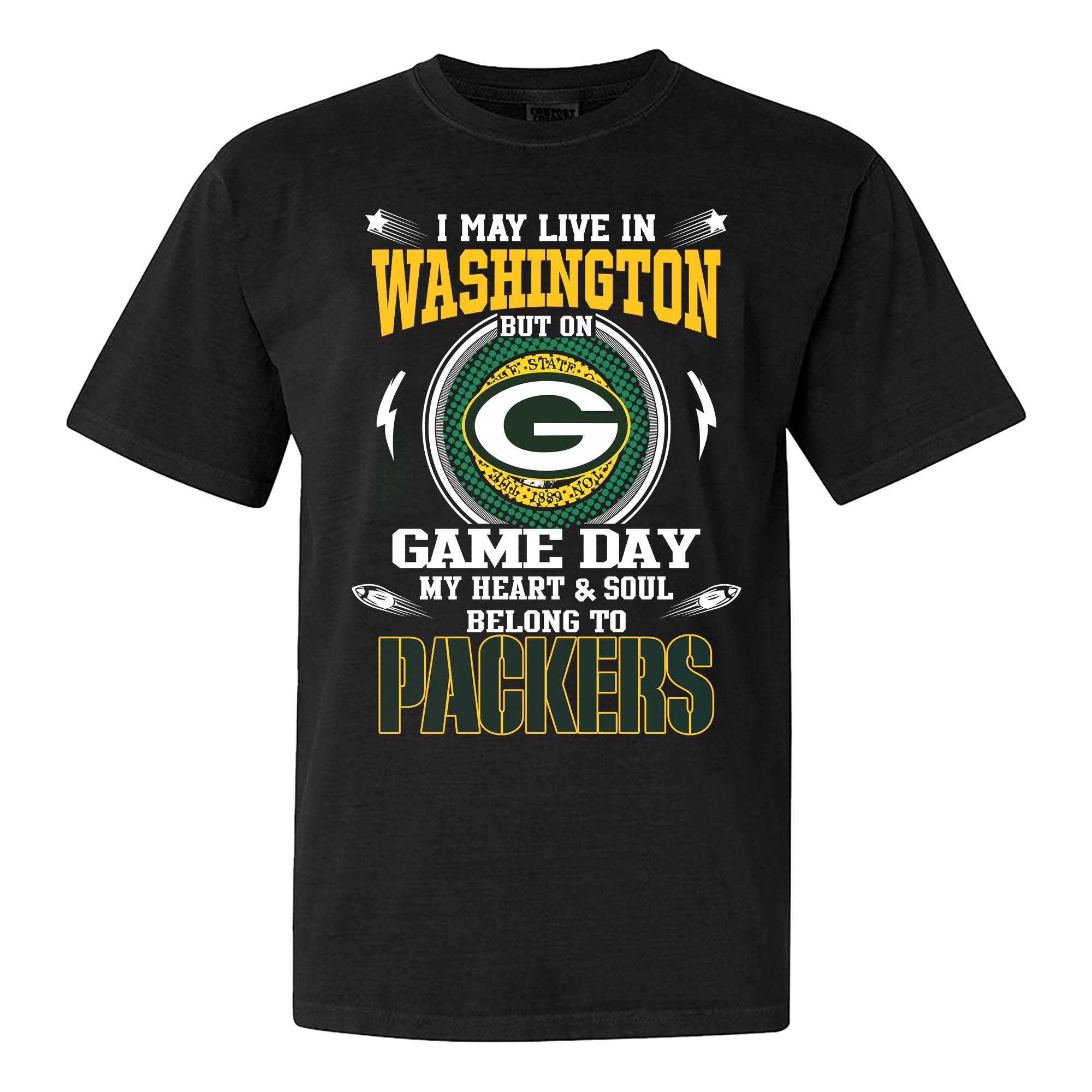 I May Live In Washington But On Game Day My Heart And Soul Belongs To Green Bay Packers Shirt PT75491