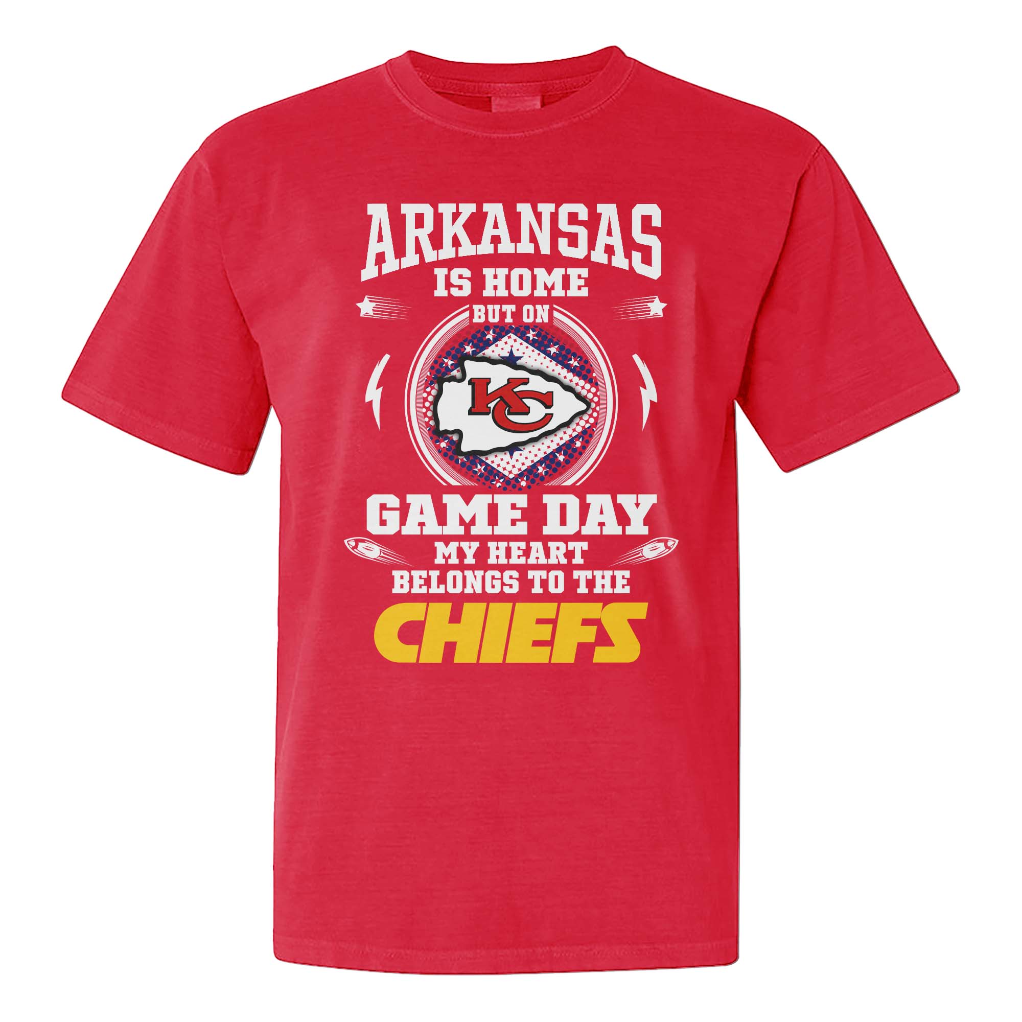 I May Live In Arkansas But On Game Day My Heart And Soul Belongs To Kansas City Chiefs Shirt PT75797