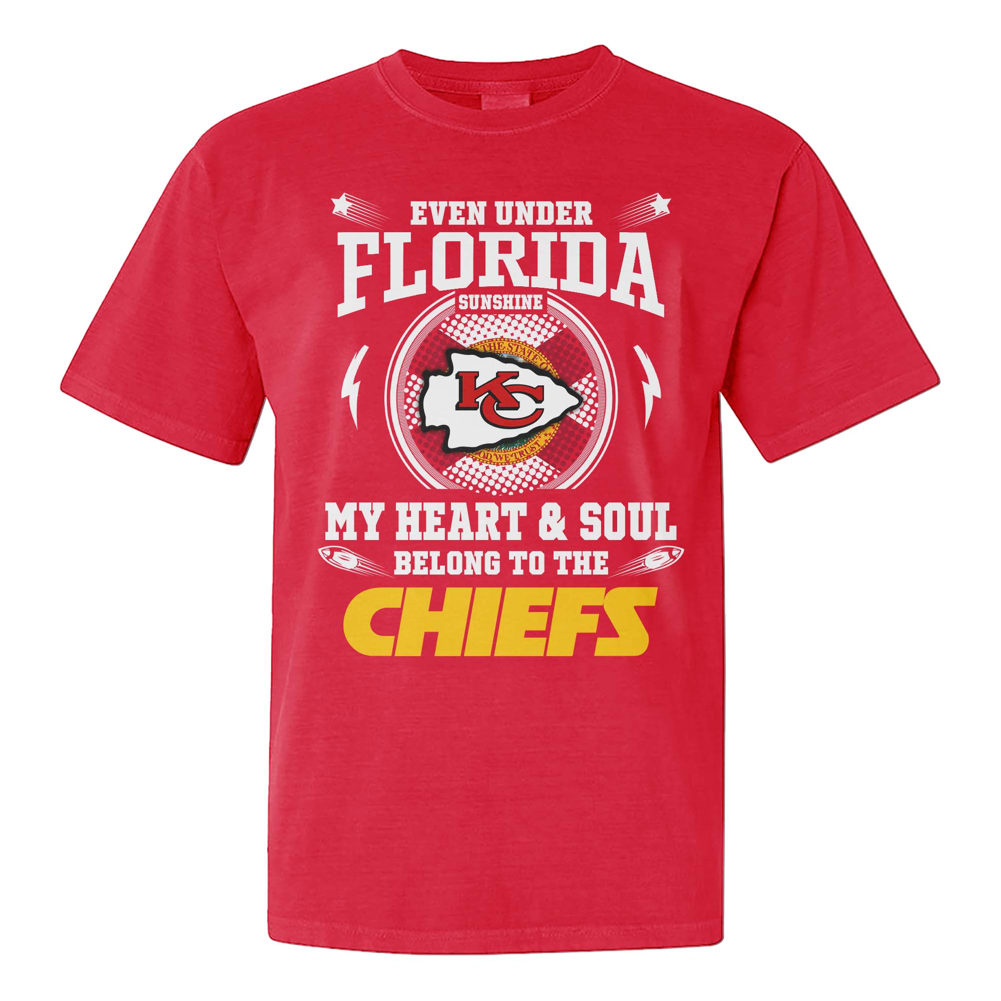 I May Live In Florida But On Game Day My Heart And Soul Belongs To Kansas City Chiefs Shirt PT75800