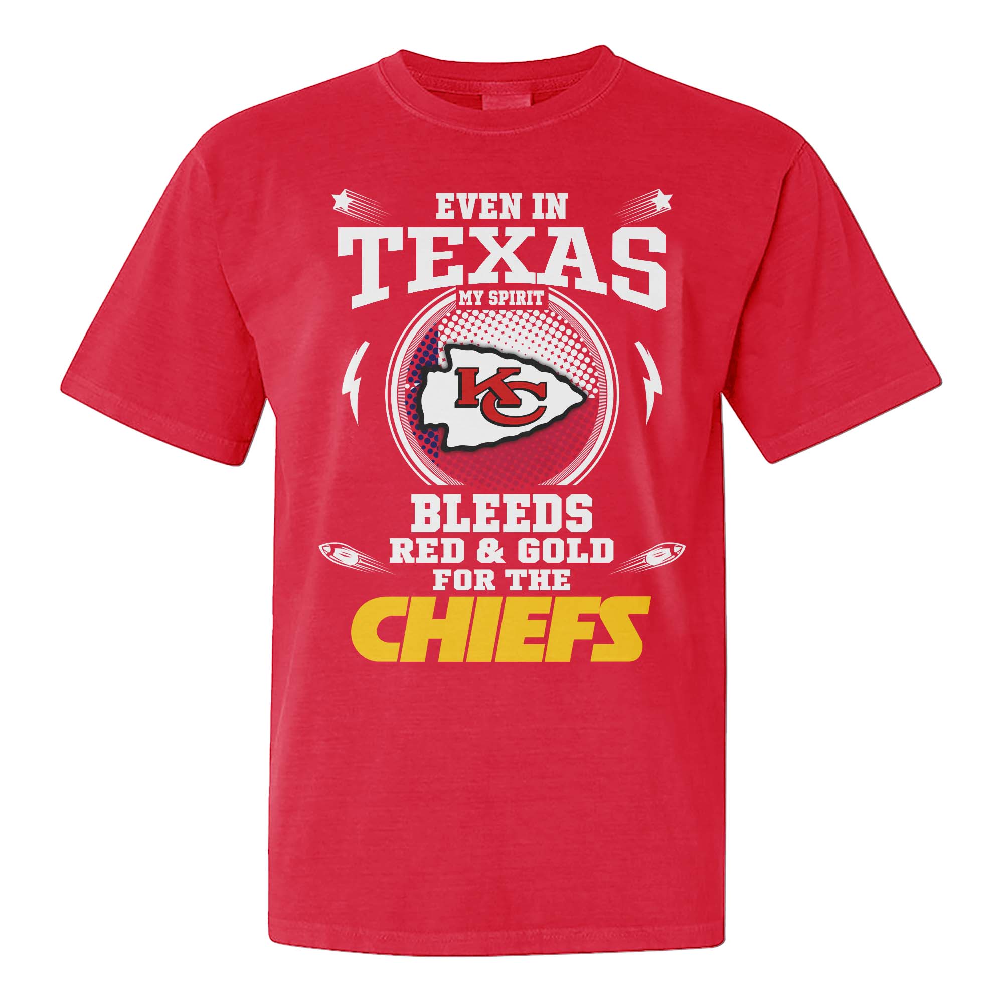 I May Live In Texas But On Game Day My Heart And Soul Belongs To Kansas City Chiefs Shirt PT75806