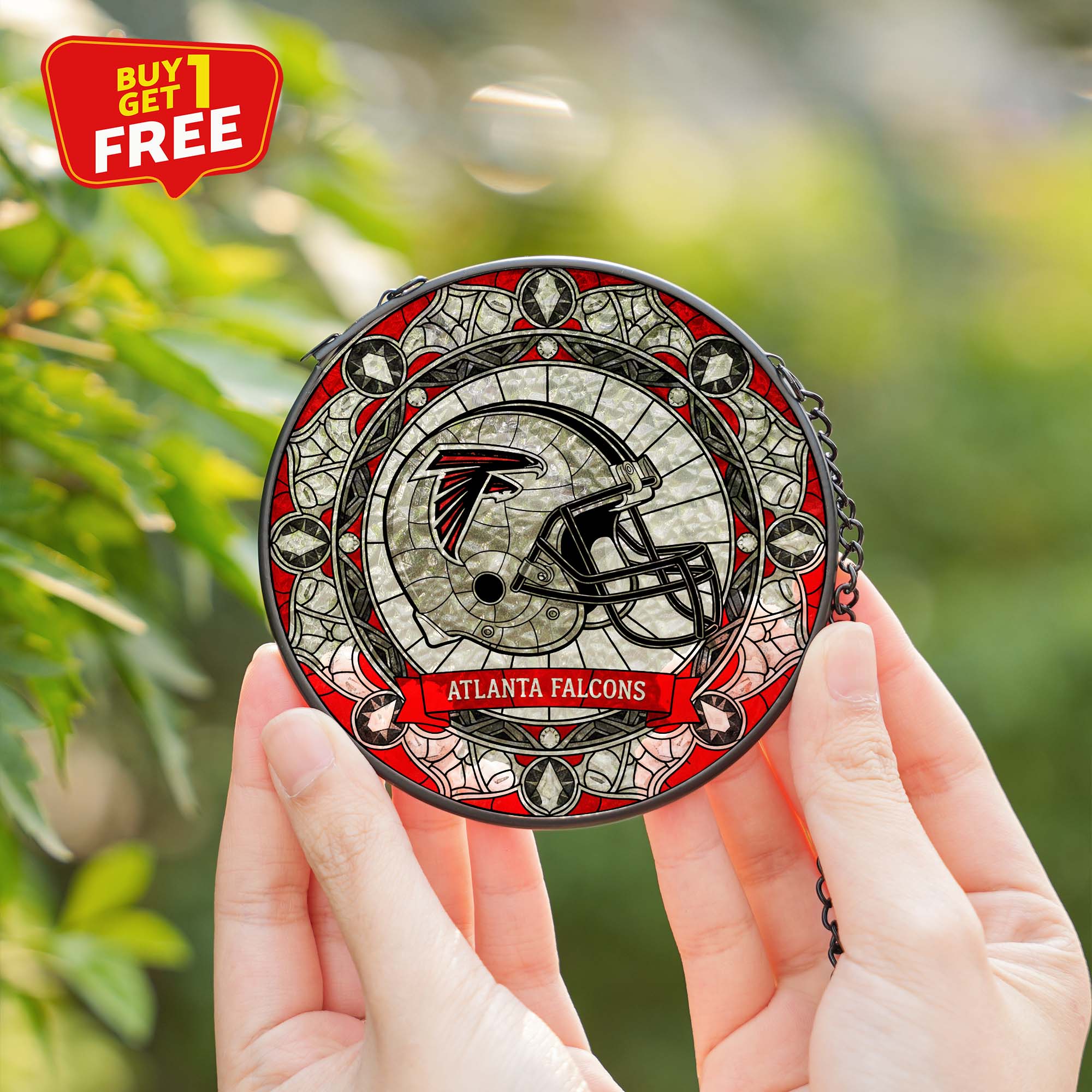 Atlanta Falcons Suncatcher Round Glass Ornament-1 Side Print PT75817
