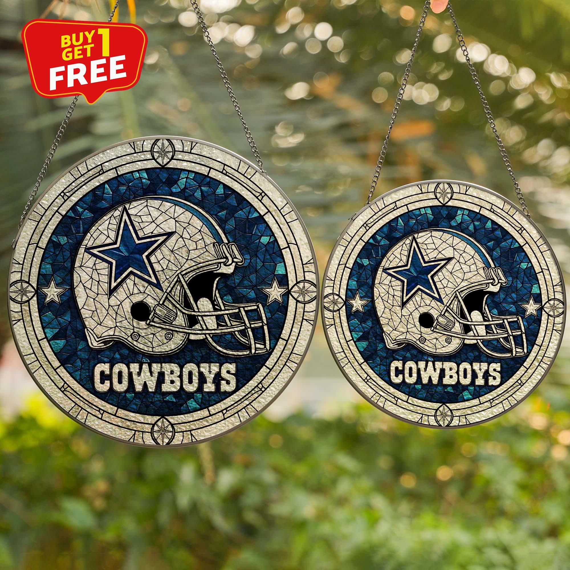 Dallas Cowboys Suncatcher Round Glass Ornament-1 Side Print PT75824