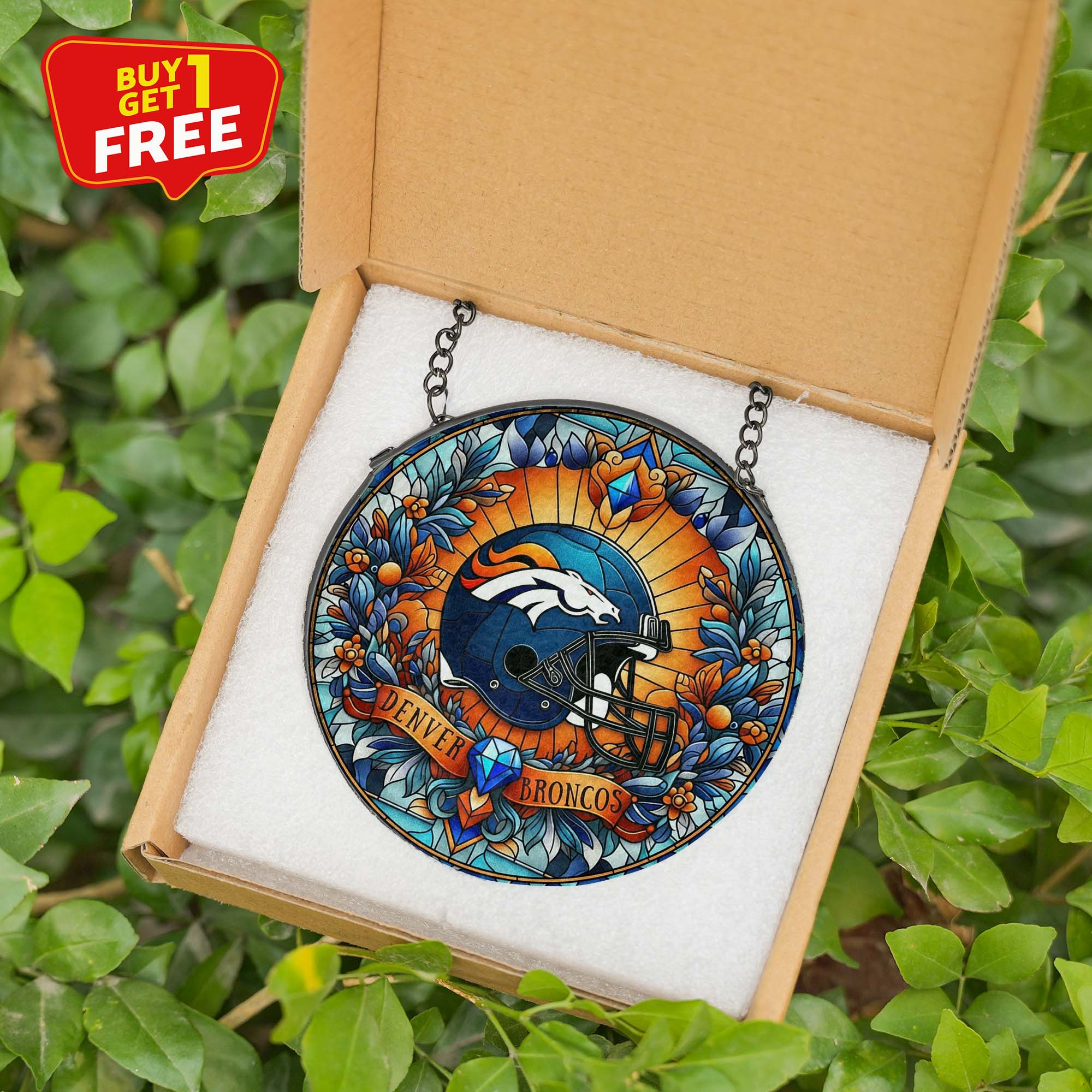 Denver Broncos Suncatcher Round Glass Ornament-1 Side Print PT75825
