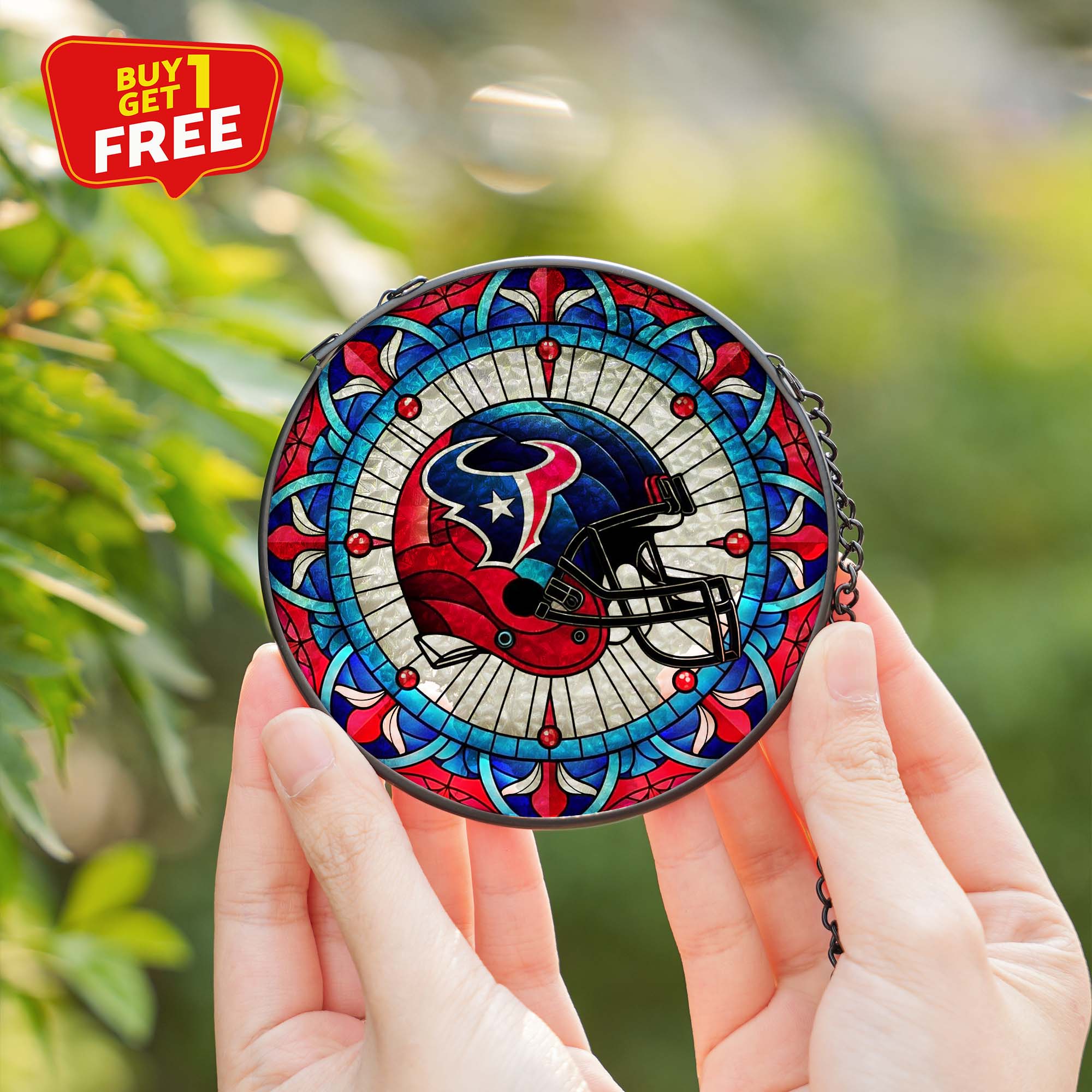 Houston Texans Suncatcher Round Glass Ornament-1 Side Print PT75828