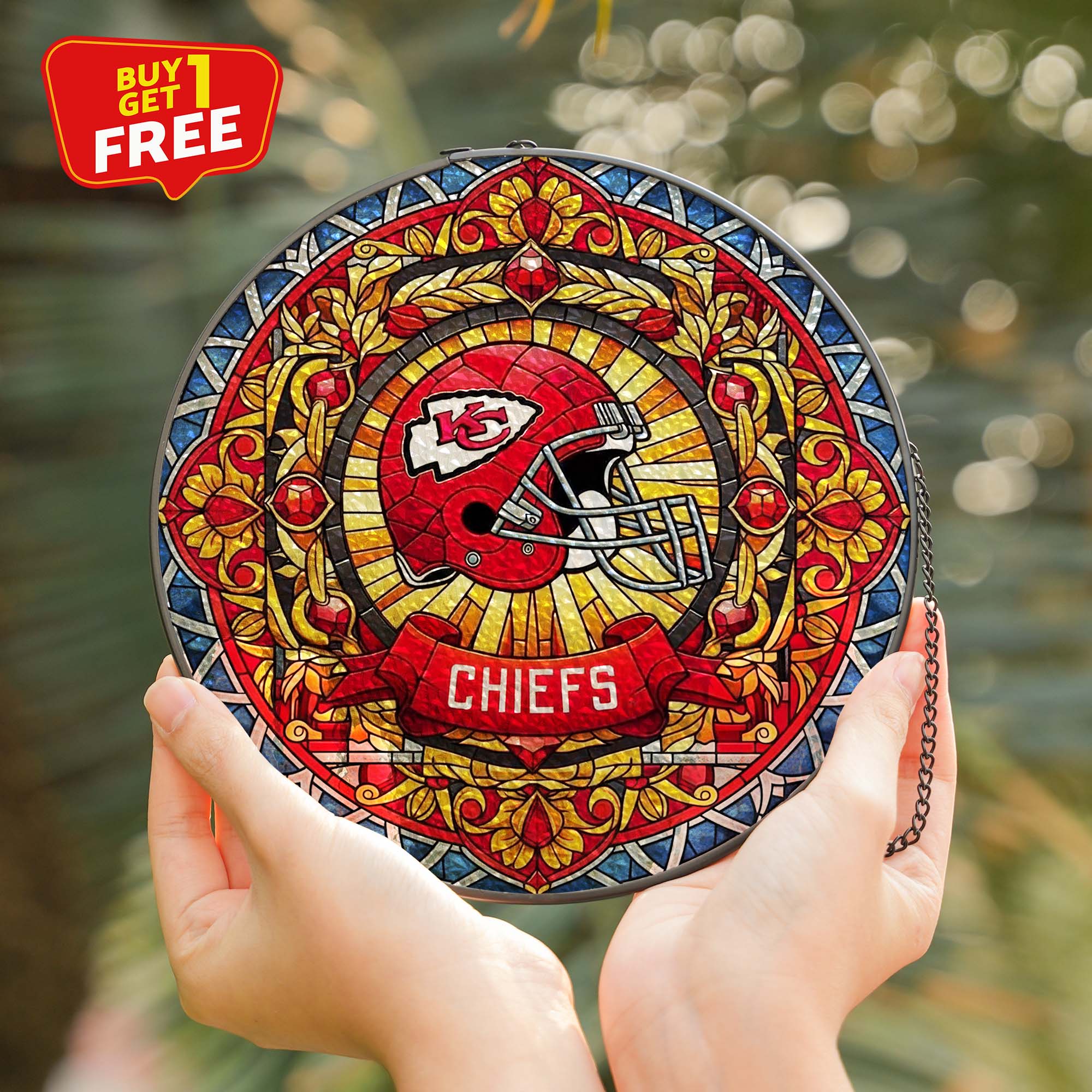 Kansas City Chiefs Suncatcher Round Glass Ornament-1 Side Print PT75831
