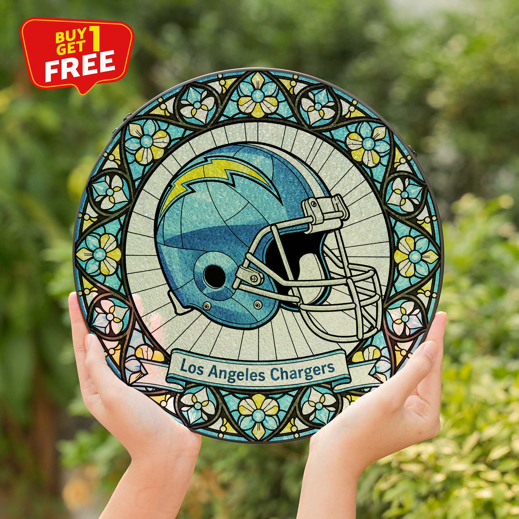 Los Angeles Chargers Suncatcher Round Glass Ornament-1 Side Print PT75833
