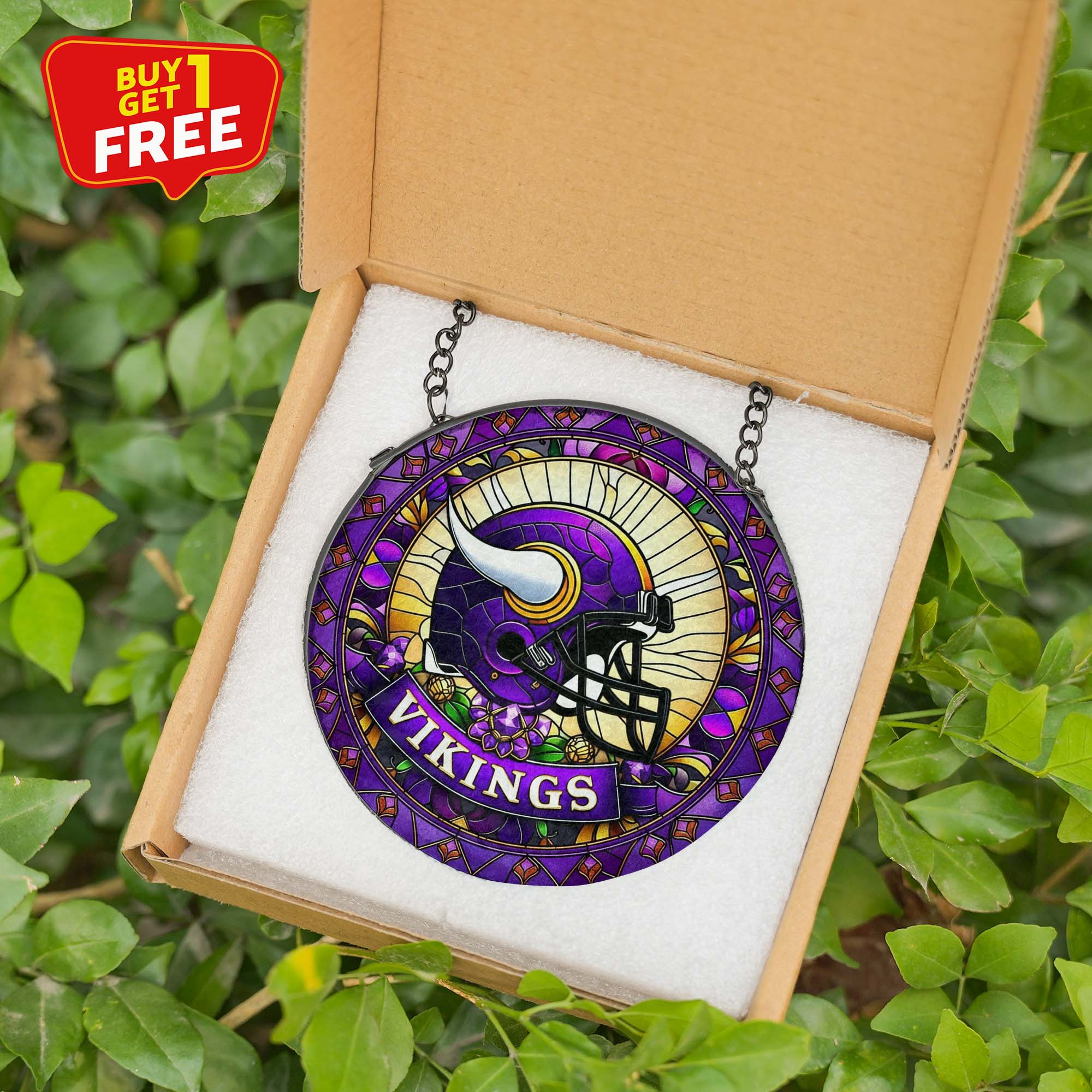 Minnesota Vikings Suncatcher Round Glass Ornament-1 Side Print PT75836