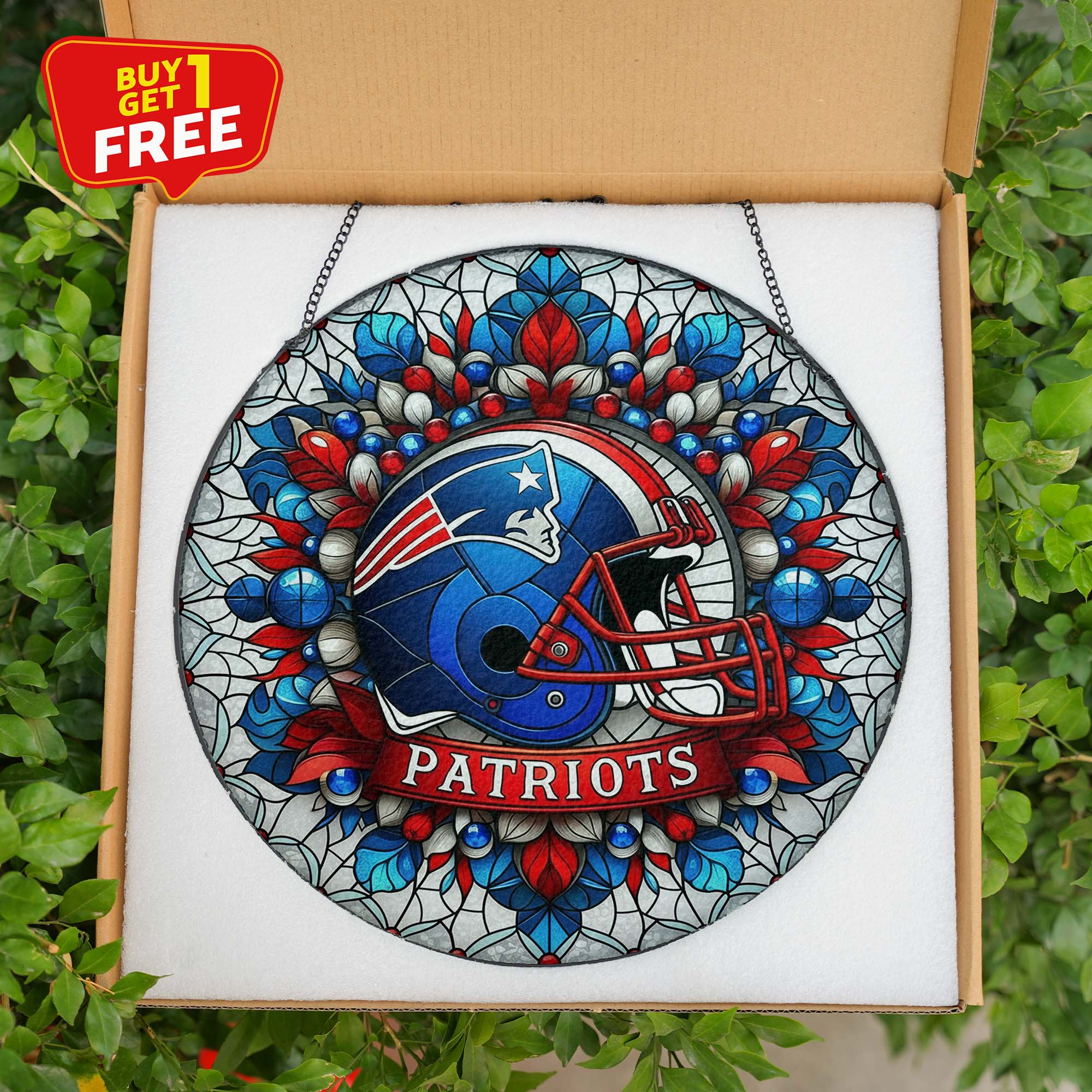 New England Patriots Suncatcher Round Glass Ornament-1 Side Print PT75837