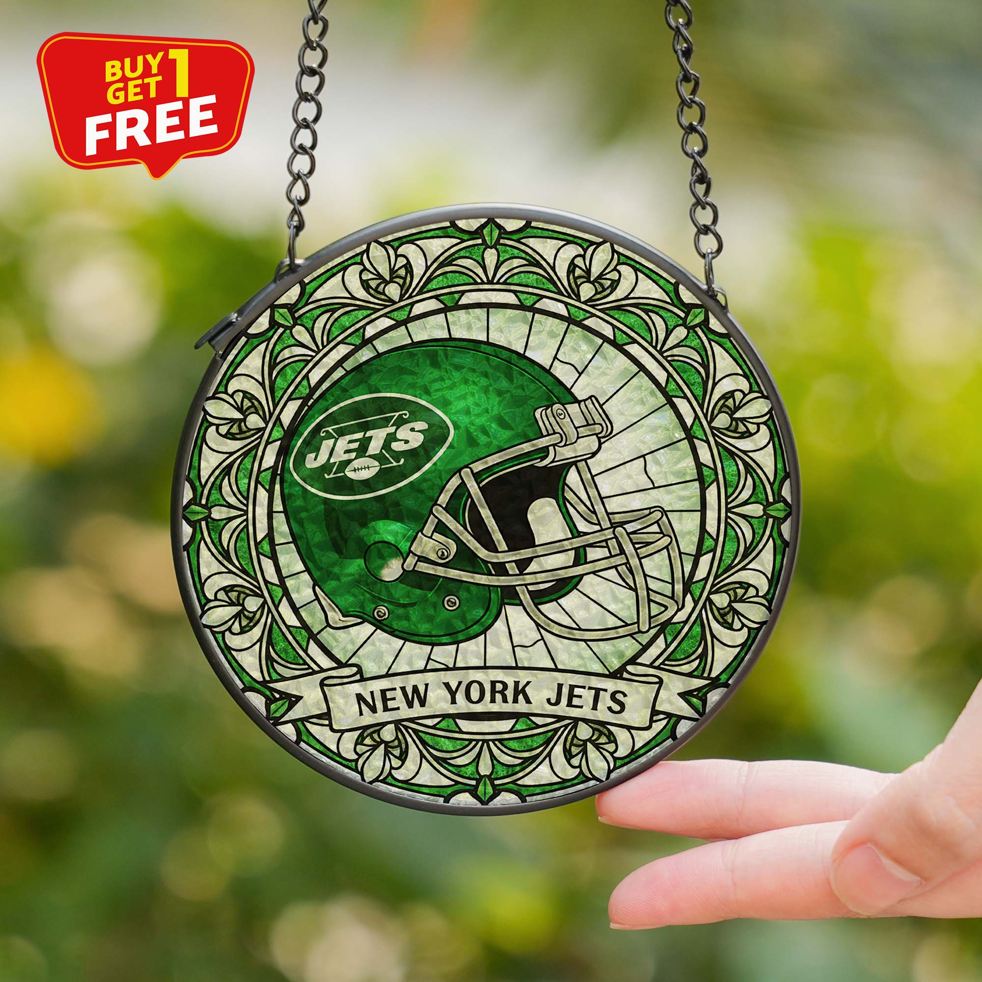 New York Jets Suncatcher Round Glass Ornament-1 Side Print PT75840