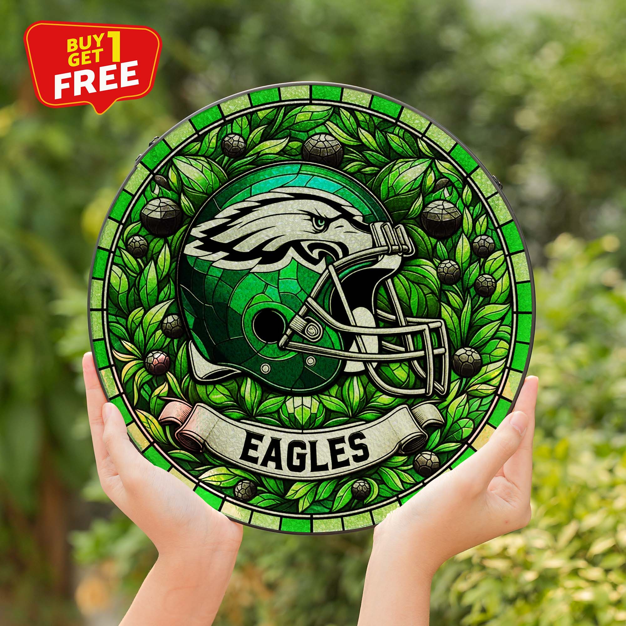 Philadelphia Eagles Suncatcher Round Glass Ornament-1 Side Print PT75841