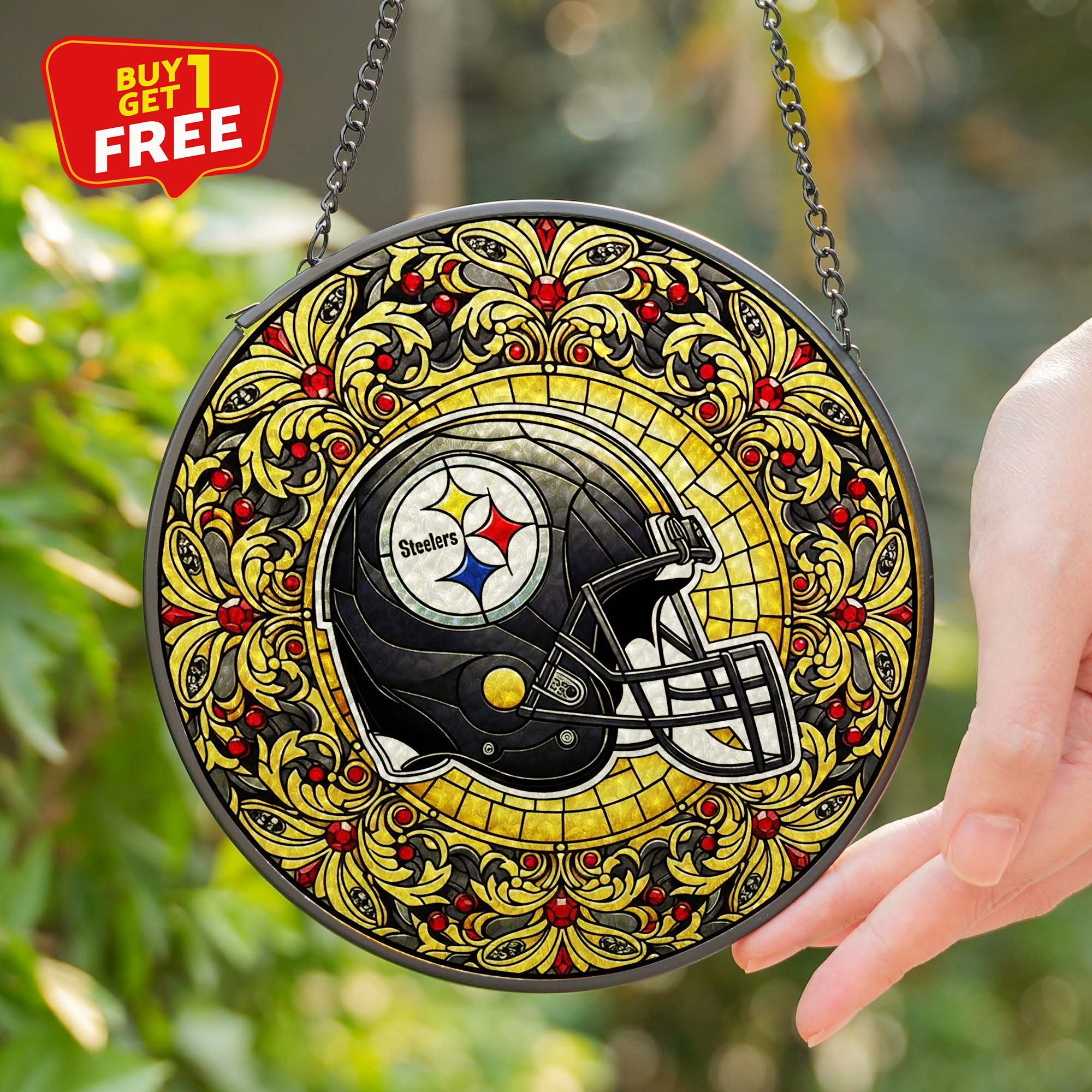Pittsburgh Steelers Suncatcher Round Glass Ornament-1 Side Print PT75842