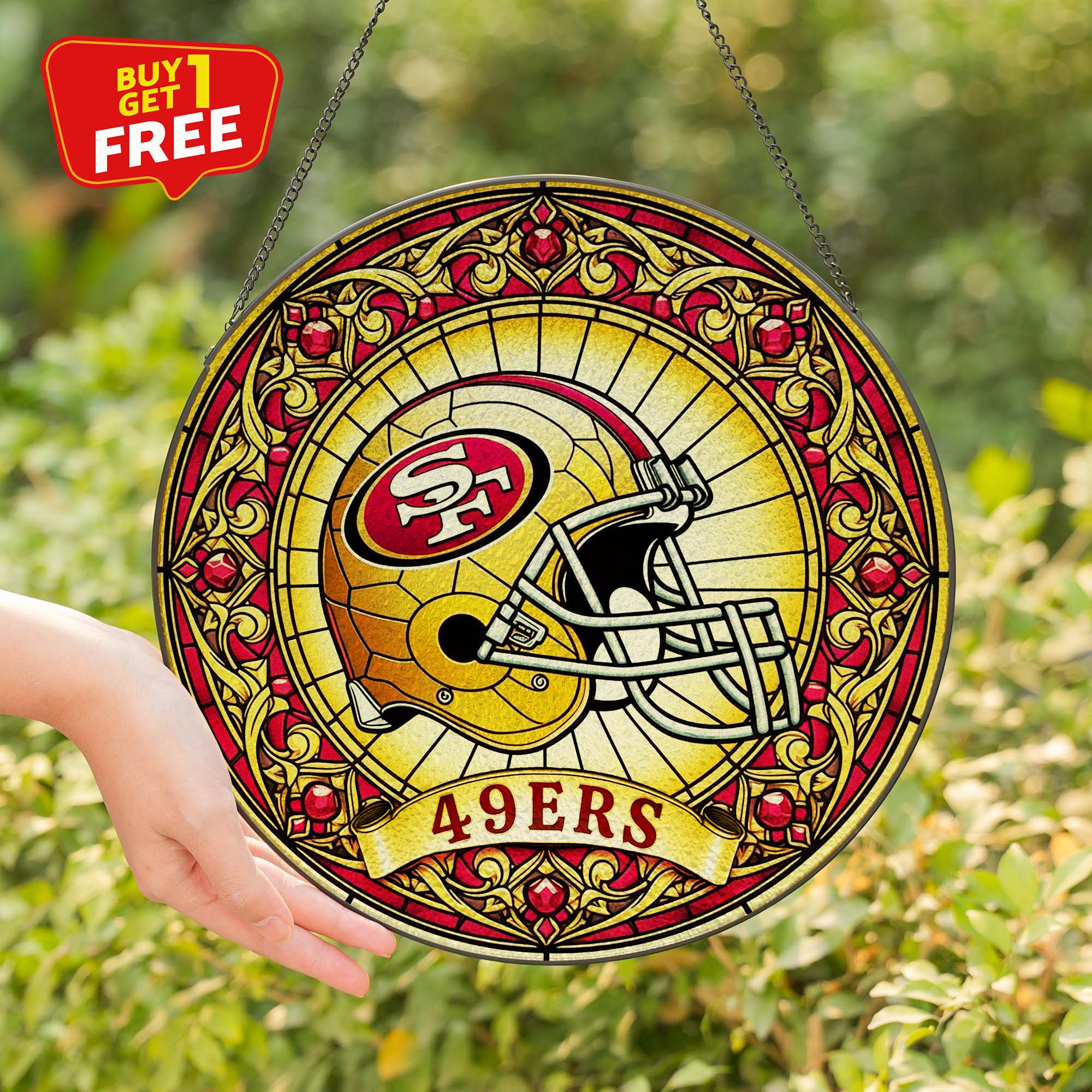 San Francisco 49ers Suncatcher Round Glass Ornament-1 Side Print PT75843
