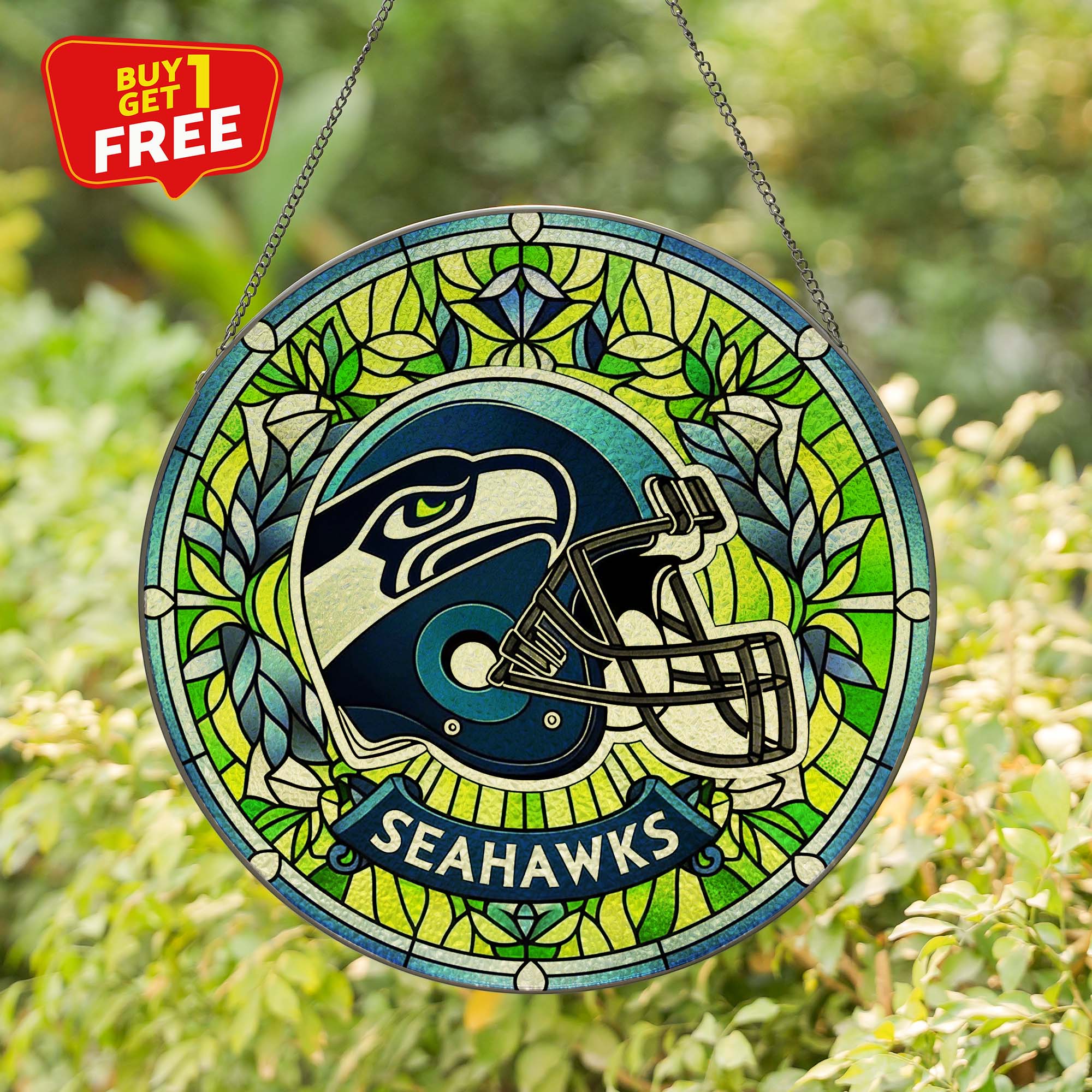 Seattle Seahawks Suncatcher Round Glass Ornament-1 Side Print PT75844