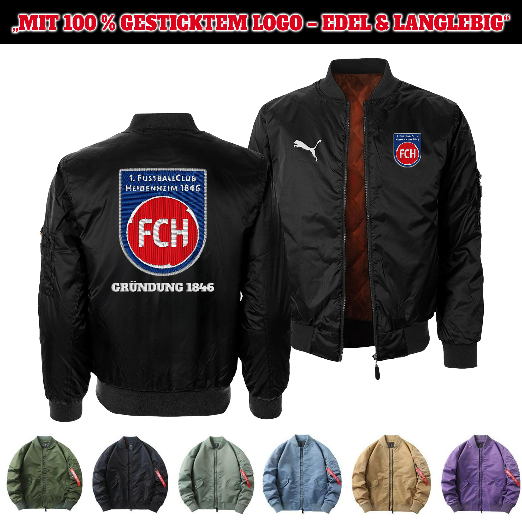 1. FC Heidenheim Embroidered Bomber Jacket PT75844