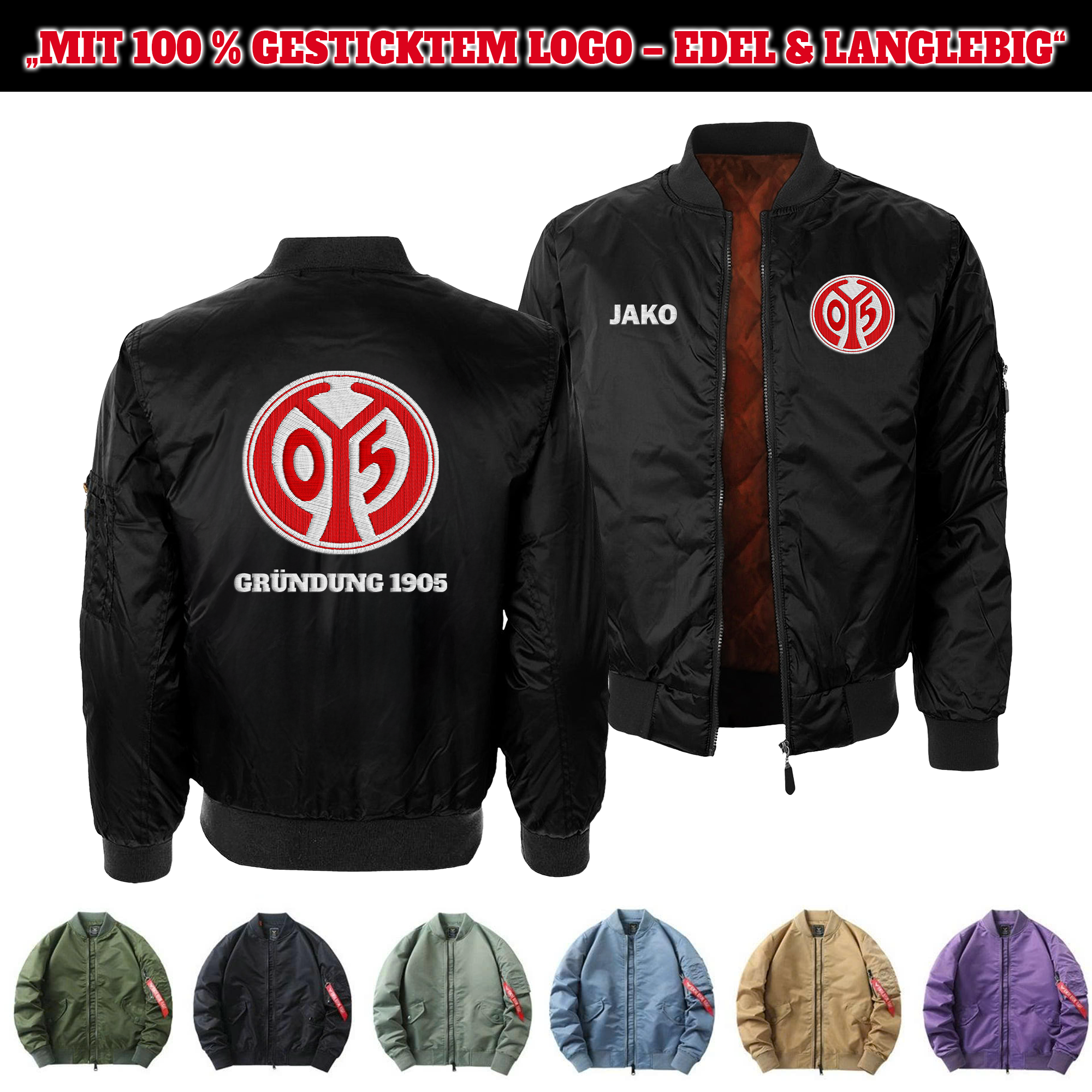 1. FSV Mainz 05 Embroidered Bomber Jacket PT75846
