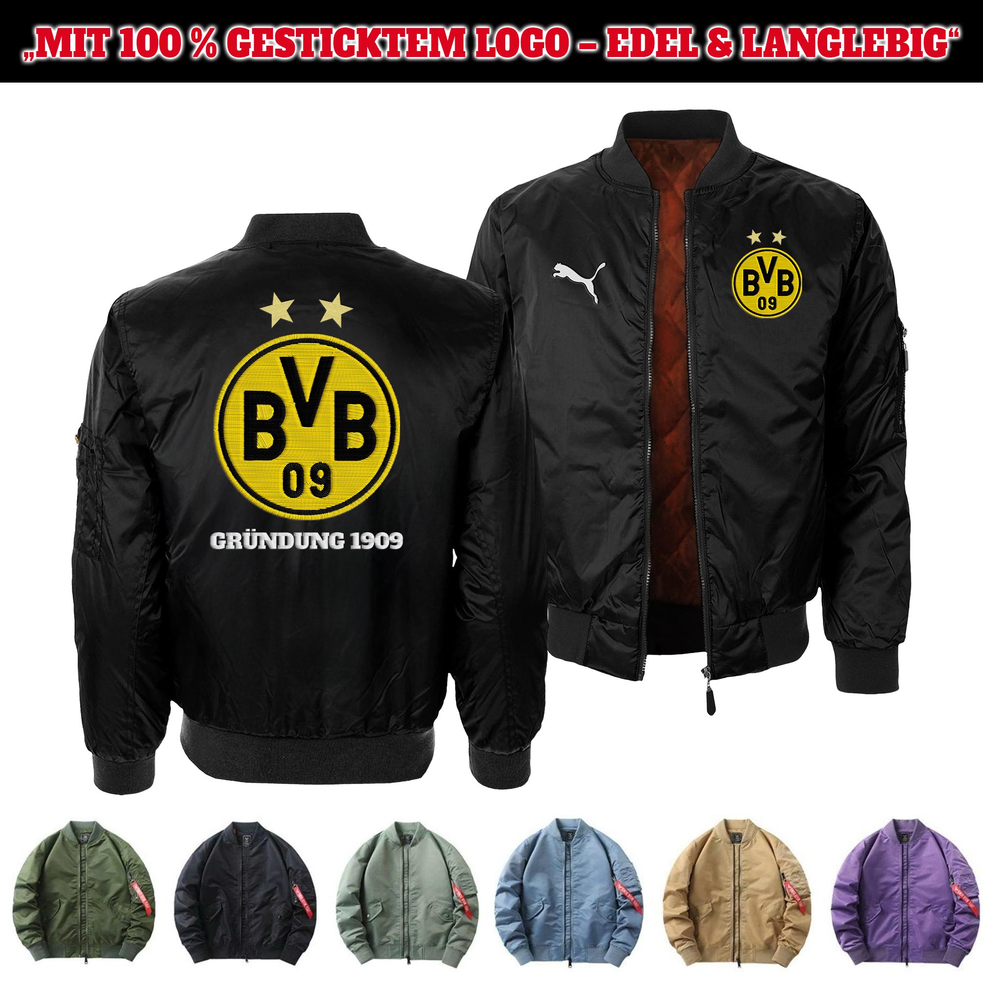 Borussia Dortmund Embroidered Bomber Jacket PT75848
