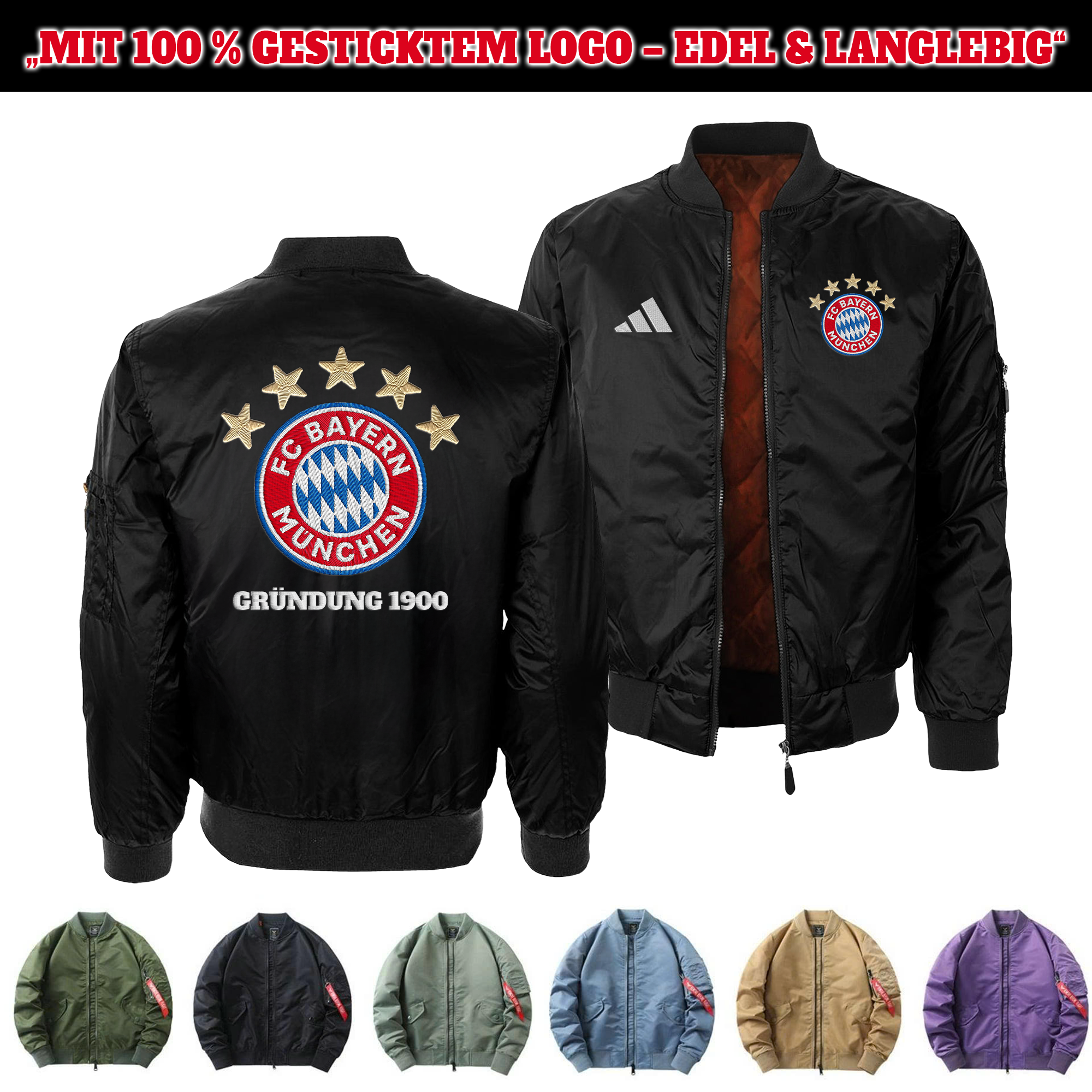 FC Bayern München Embroidered Bomber Jacket PT75852