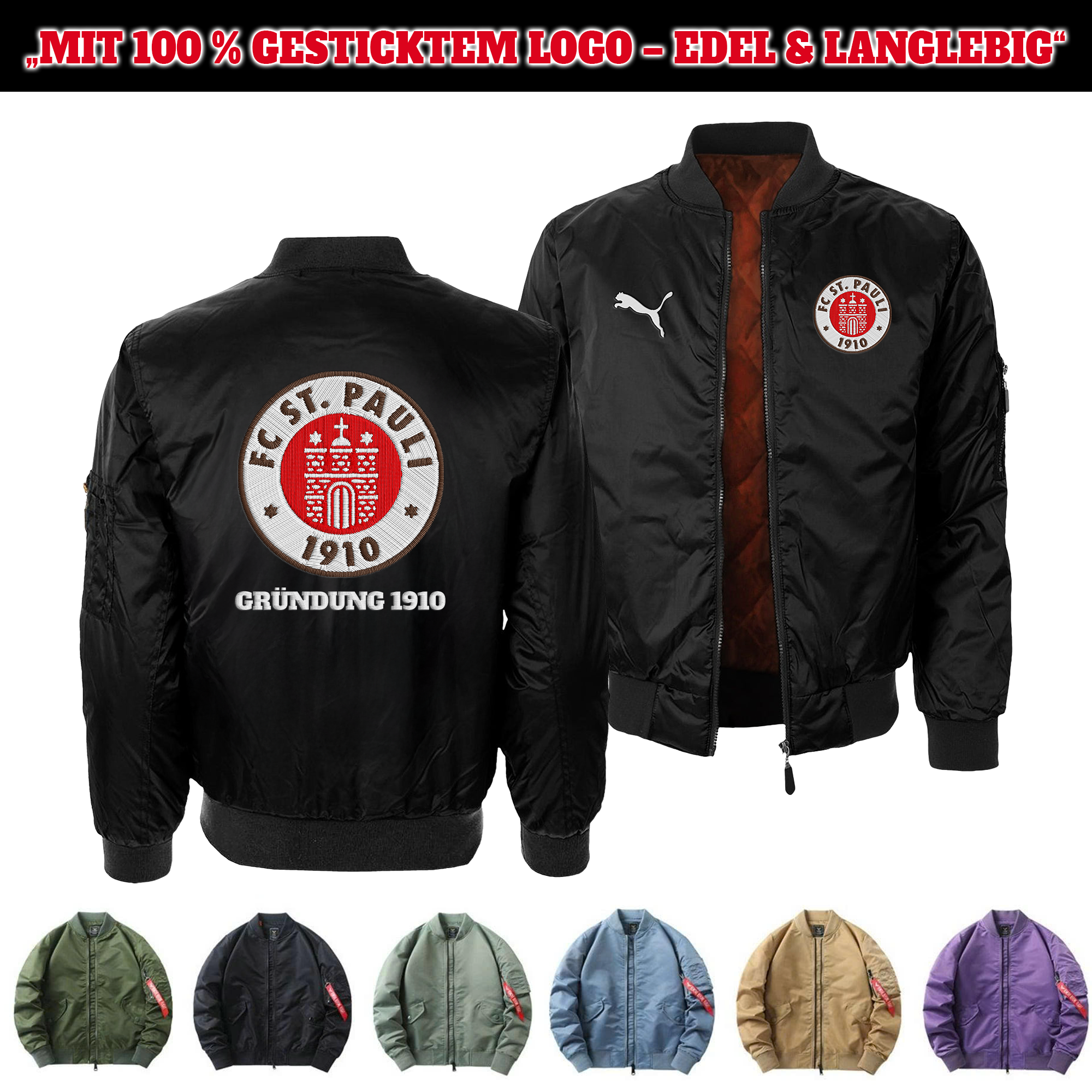 FC St. Pauli Embroidered Bomber Jacket PT75853