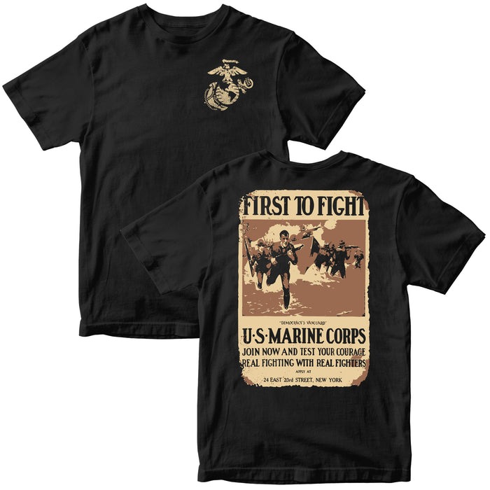 Marines First To Fight Vintage Recruitment Poster T-Shirt PT75860
