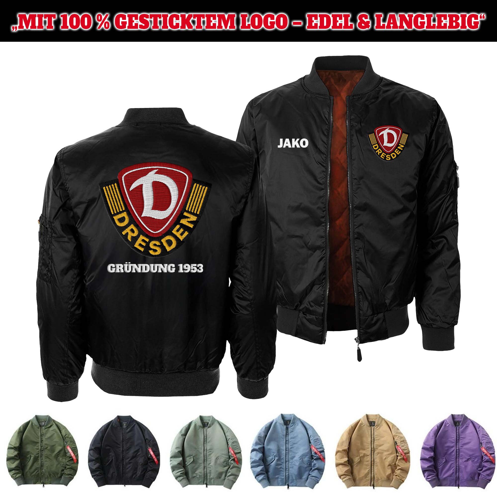 Dynamo Dresden Embroidered Bomber Jacket PT75863