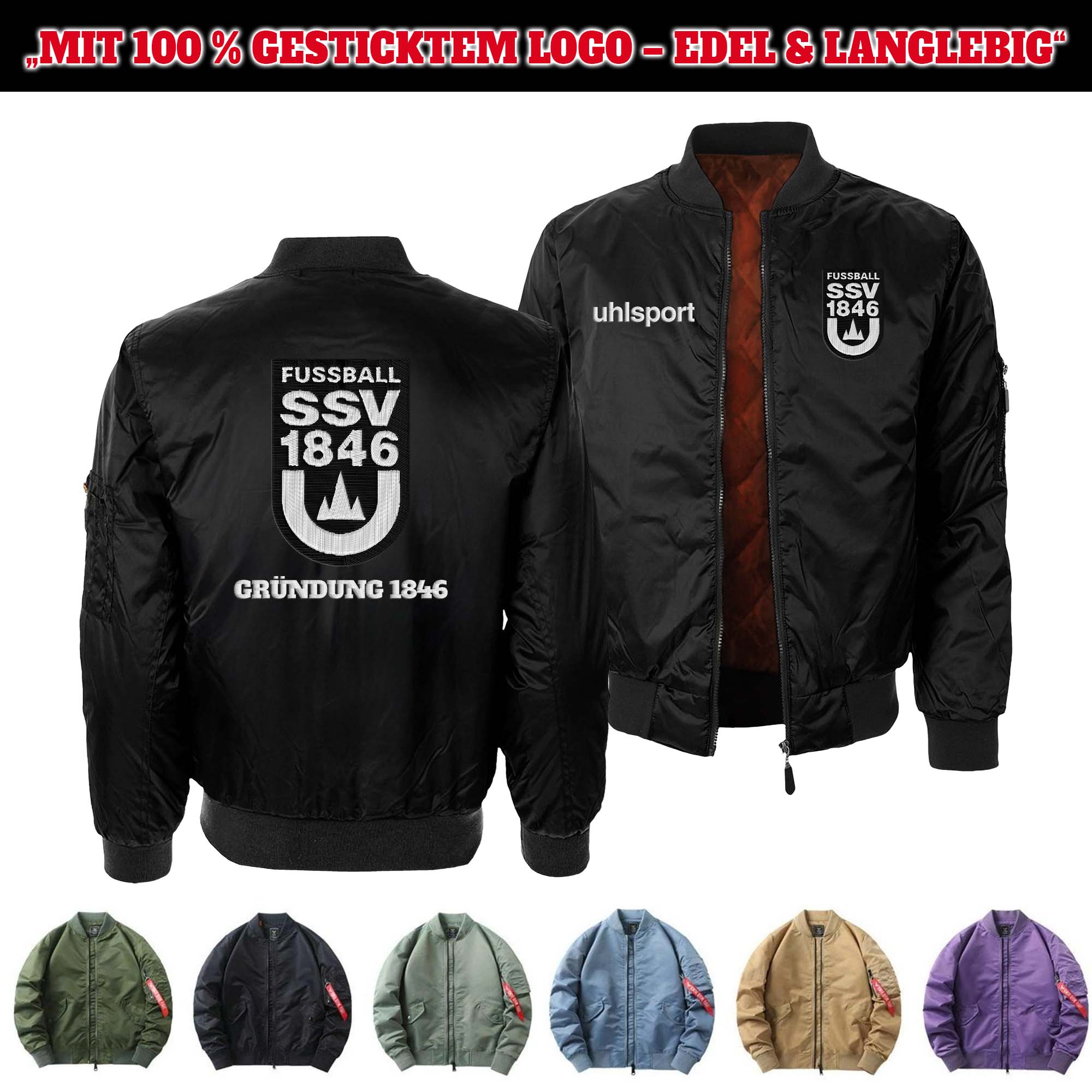SSV Ulm Embroidered Bomber Jacket PT75875
