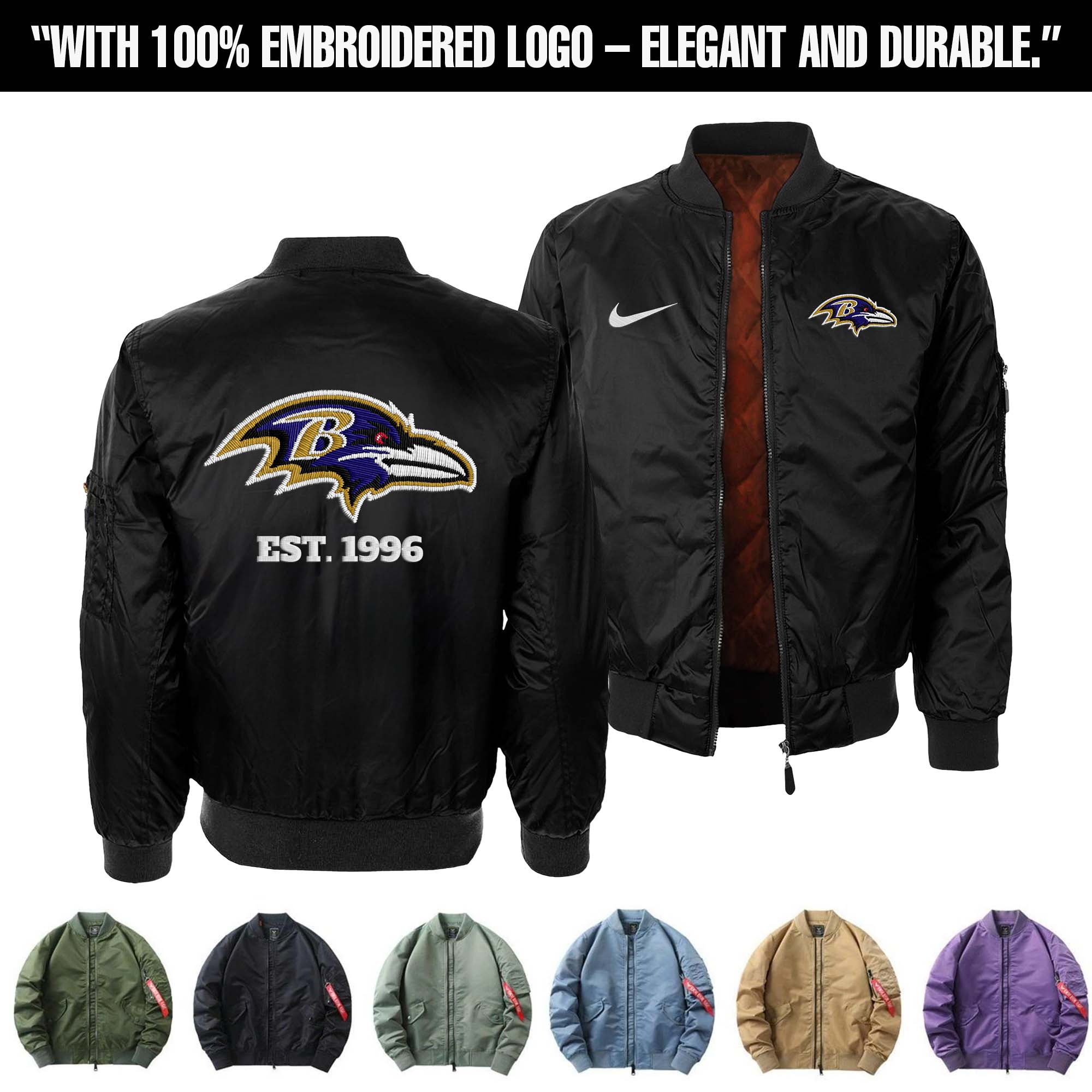 Baltimore Ravens Embroidered Bomber Jacket PT75882