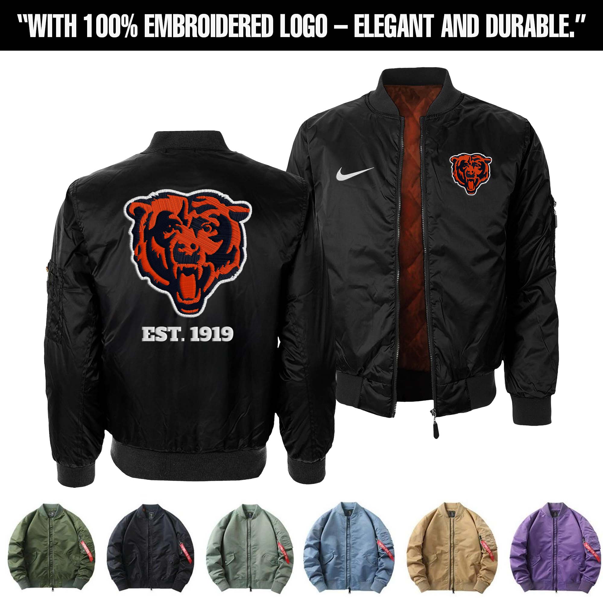Chicago Bears Embroidered Bomber Jacket PT75885