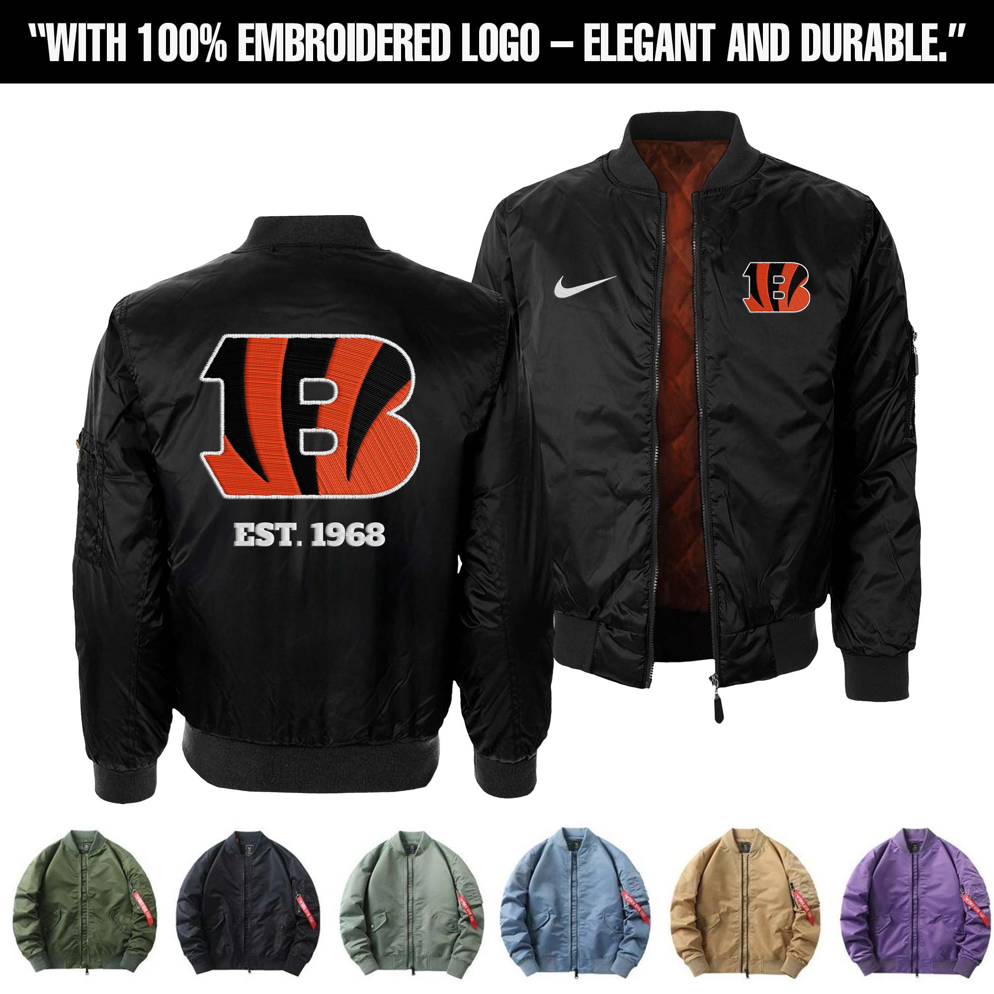 Cincinnati Bengals Embroidered Bomber Jacket PT75886
