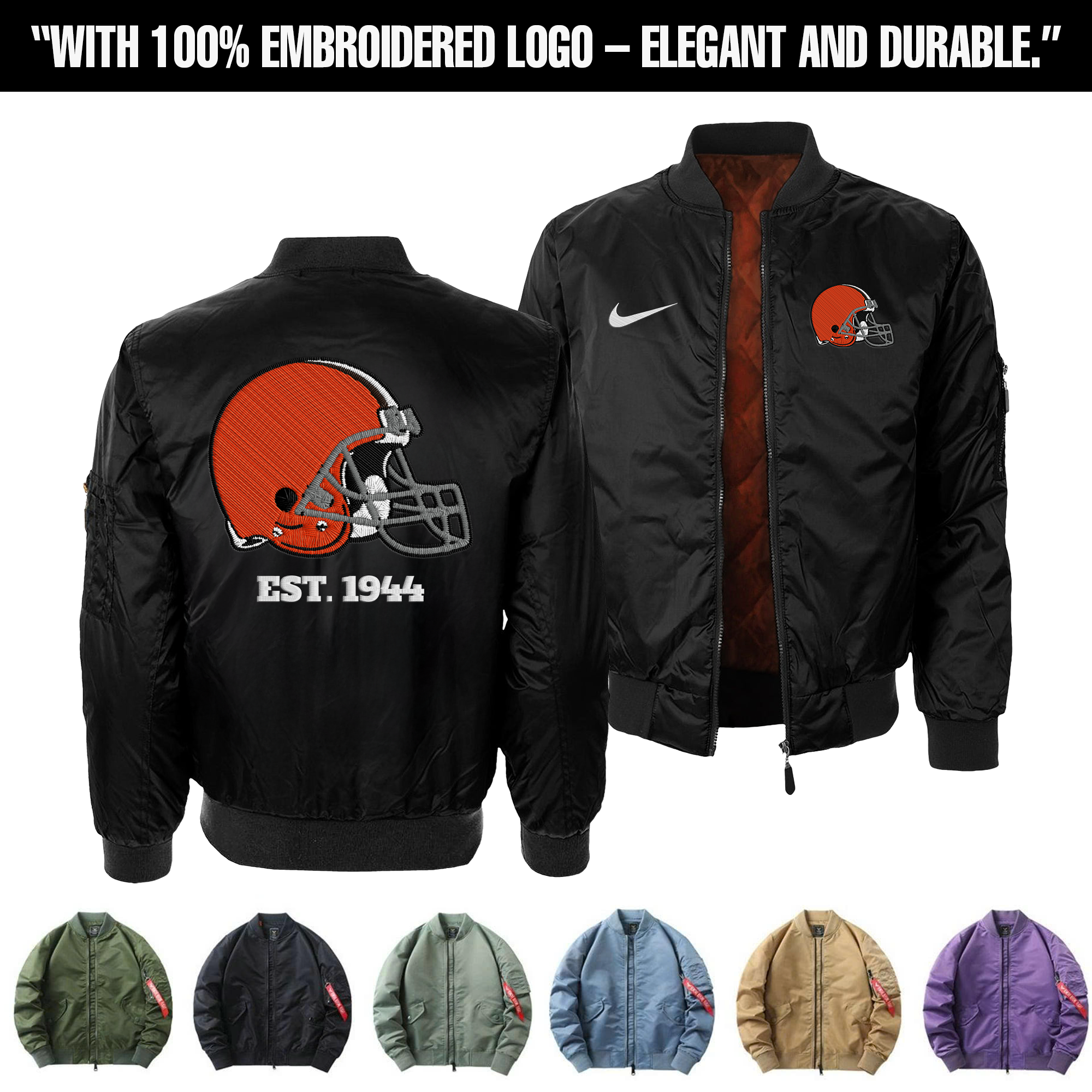 Cleveland Browns Embroidered Bomber Jacket PT75887