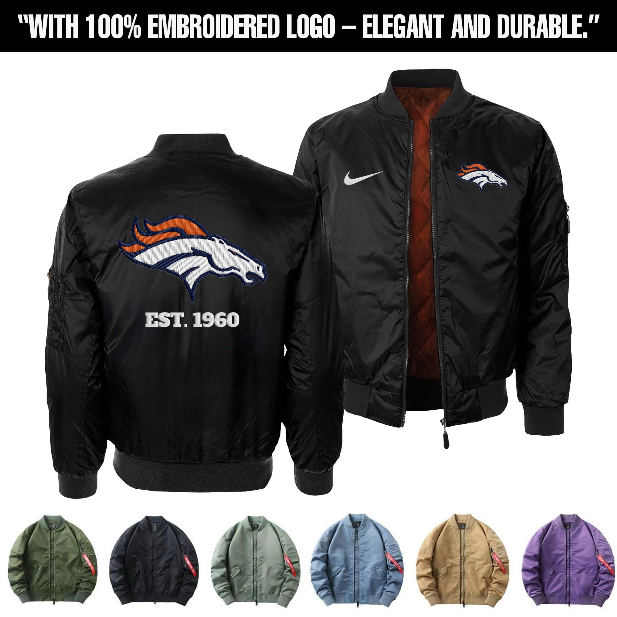 Denver Broncos Embroidered Bomber Jacket PT75889