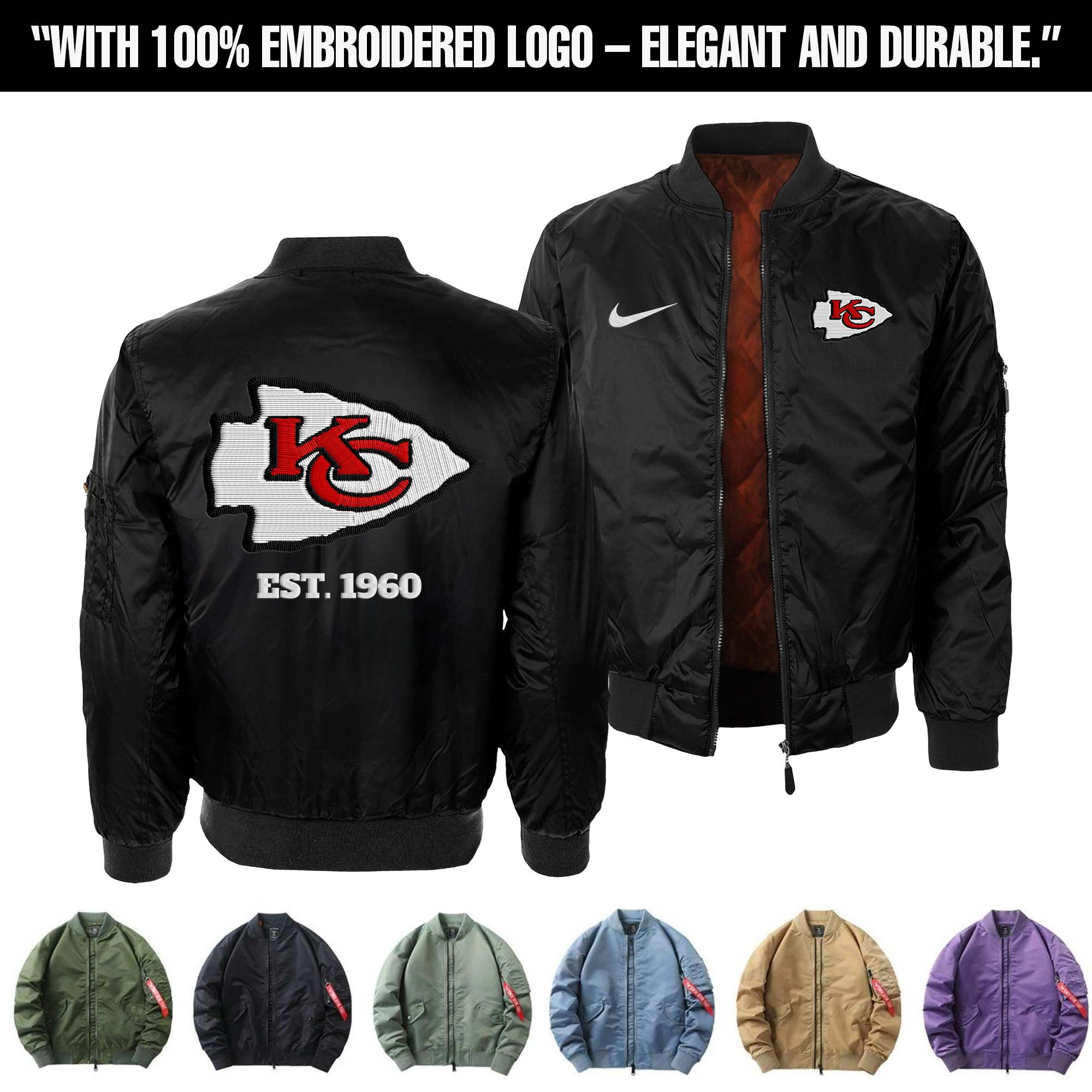 Kansas City Chiefs Embroidered Bomber Jacket PT75895