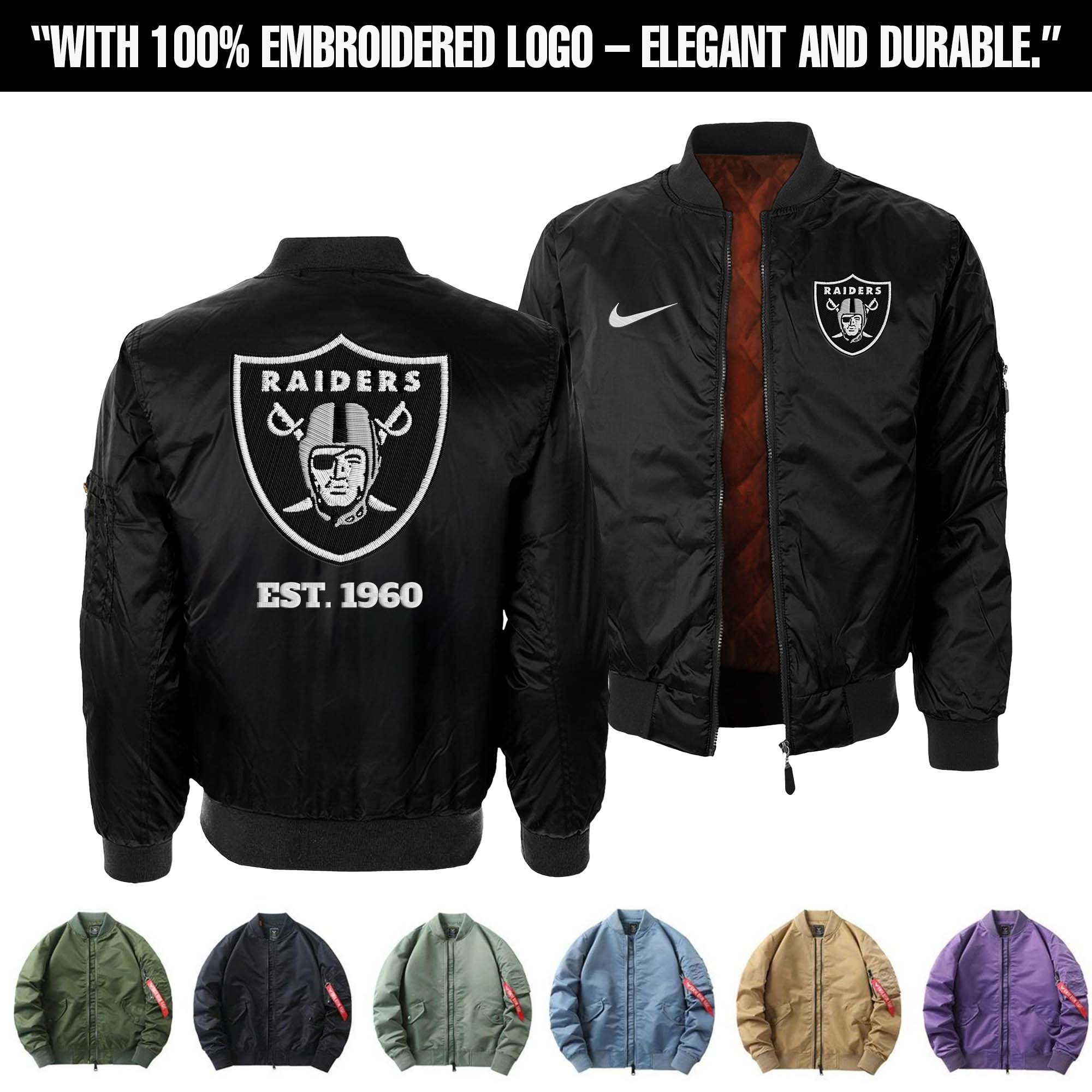 Las Vegas Raiders Embroidered Bomber Jacket PT75896