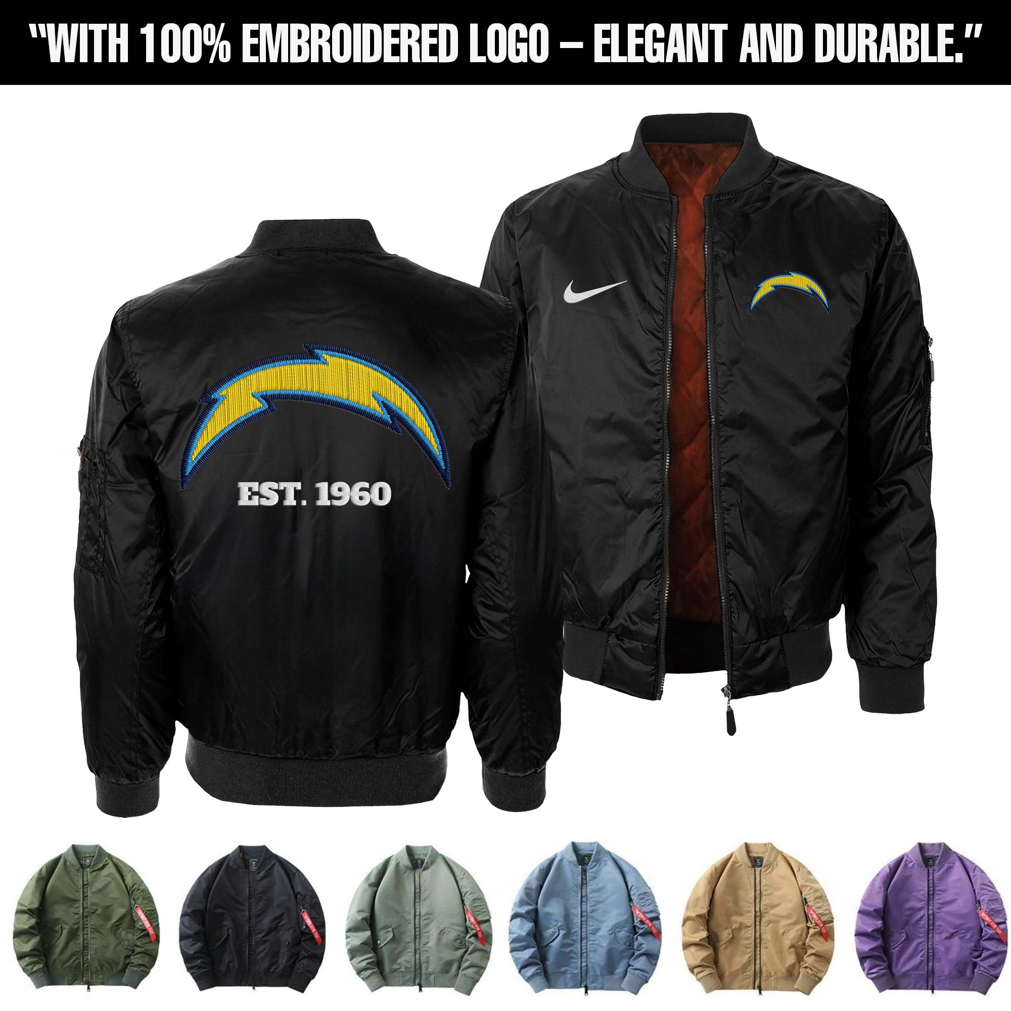 Los Angeles Chargers Embroidered Bomber Jacket PT75897