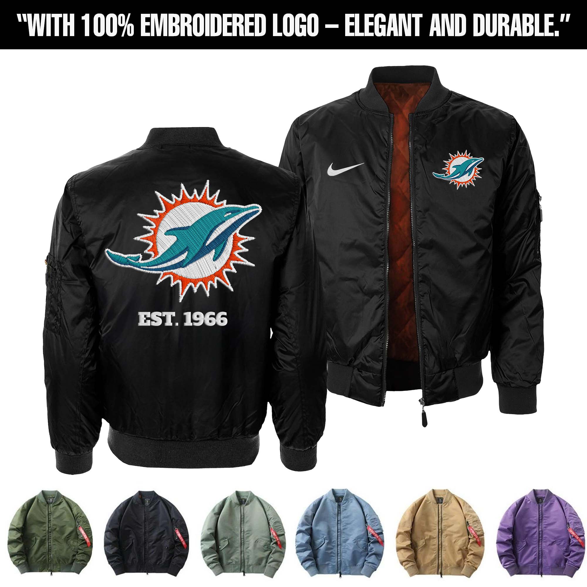 Miami Dolphins Embroidered Bomber Jacket PT75899