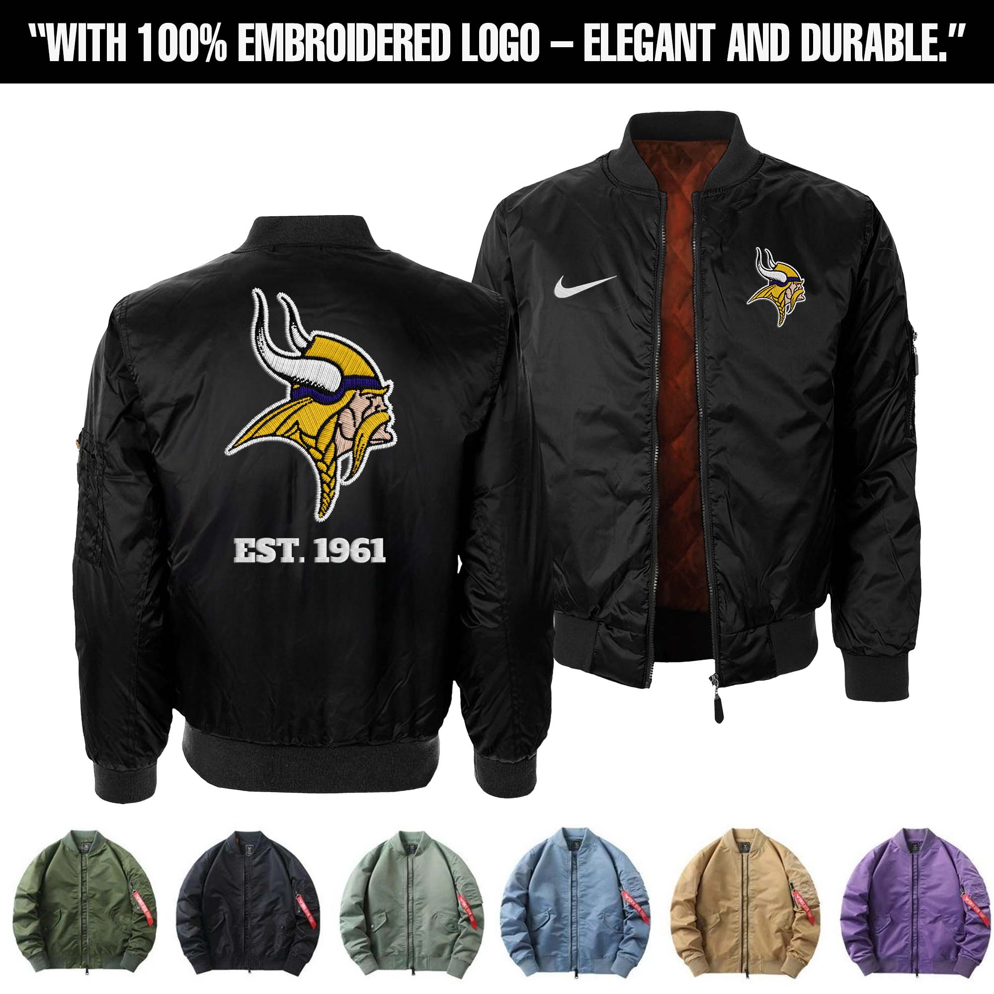 Minnesota Vikings Embroidered Bomber Jacket PT75900