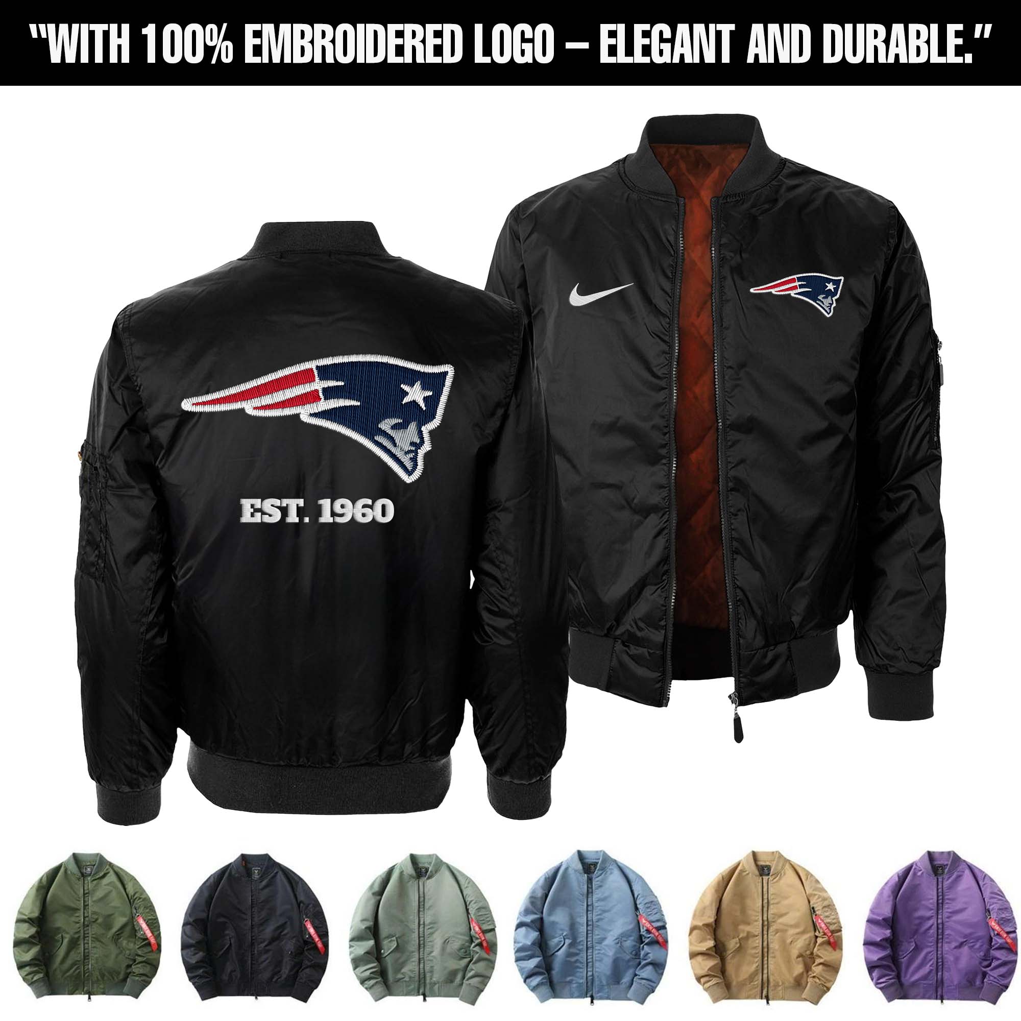 New England Patriots Embroidered Bomber Jacket PT75901
