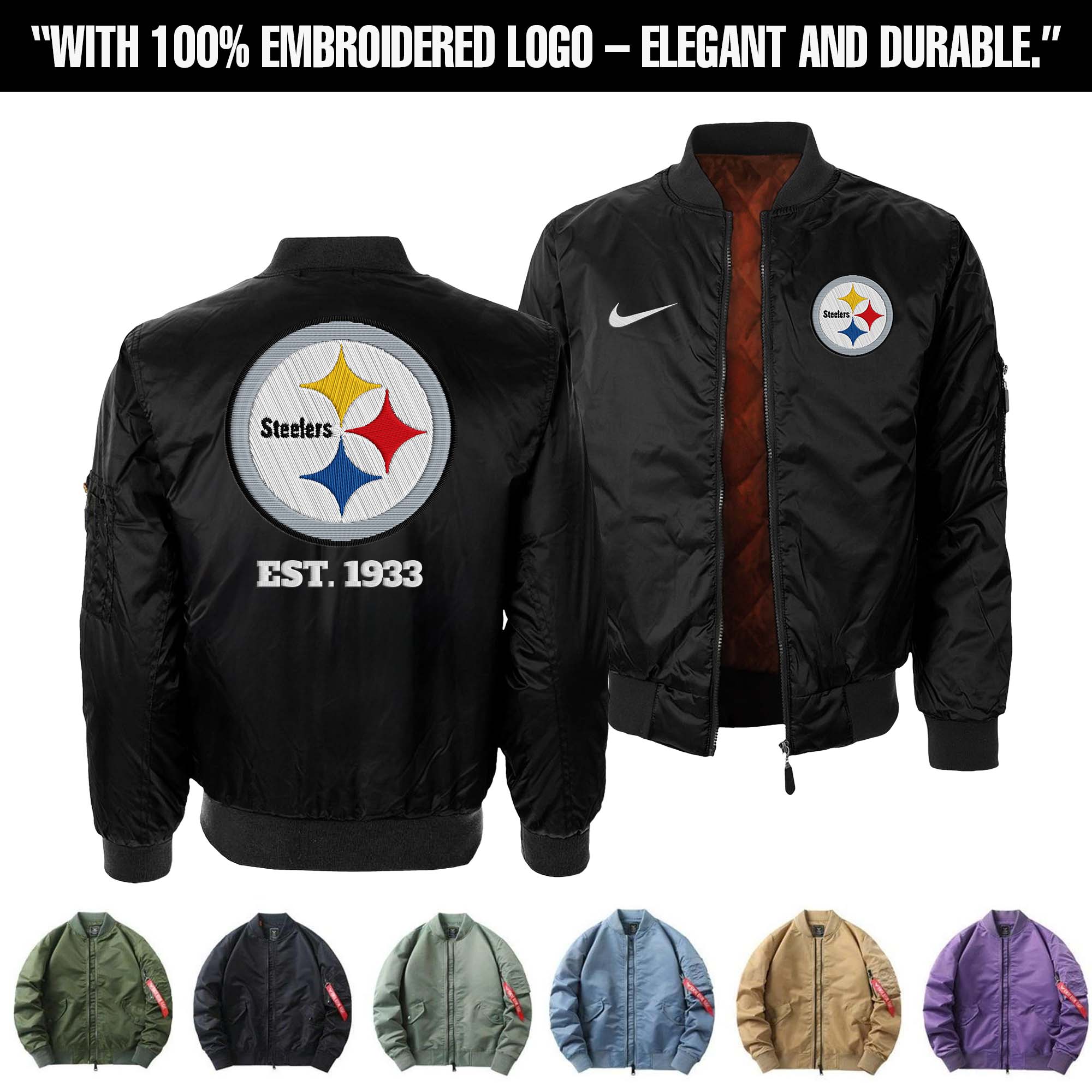 Pittsburgh Steelers Embroidered Bomber Jacket PT75906