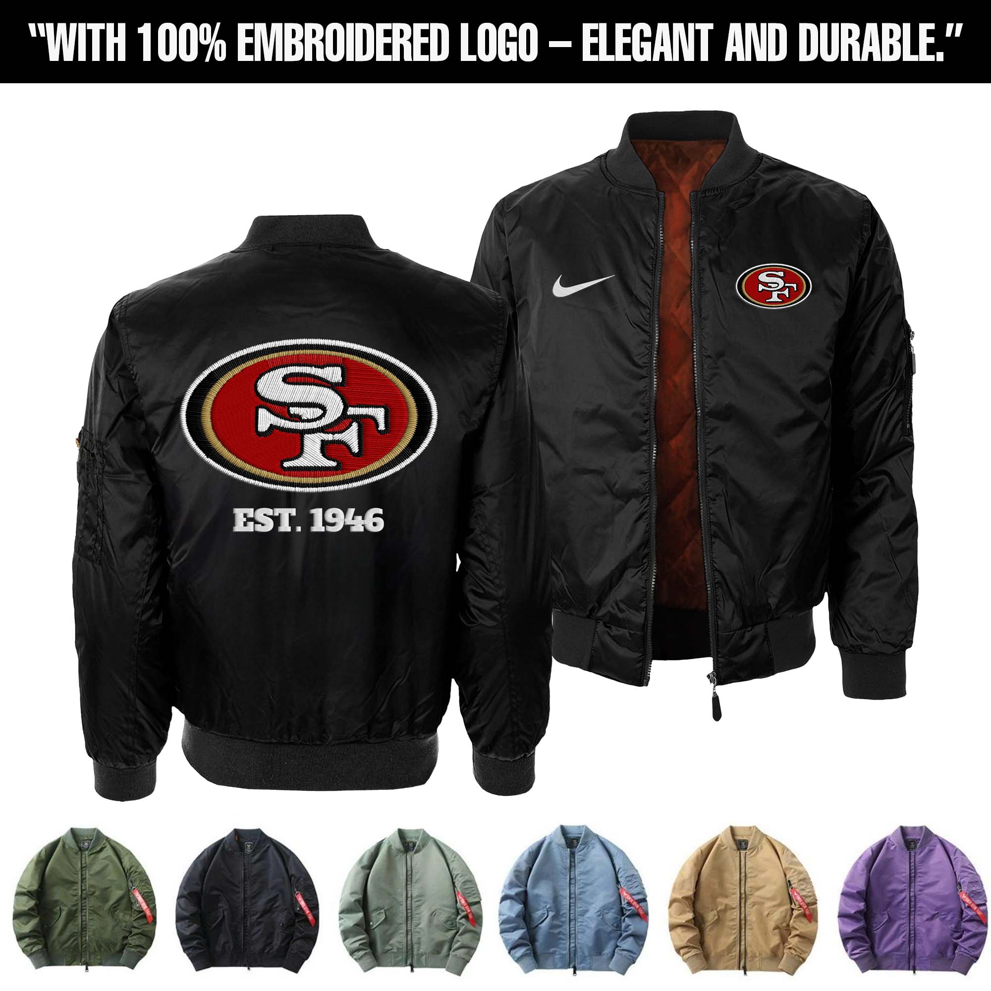San Francisco 49ers Embroidered Bomber Jacket PT75907