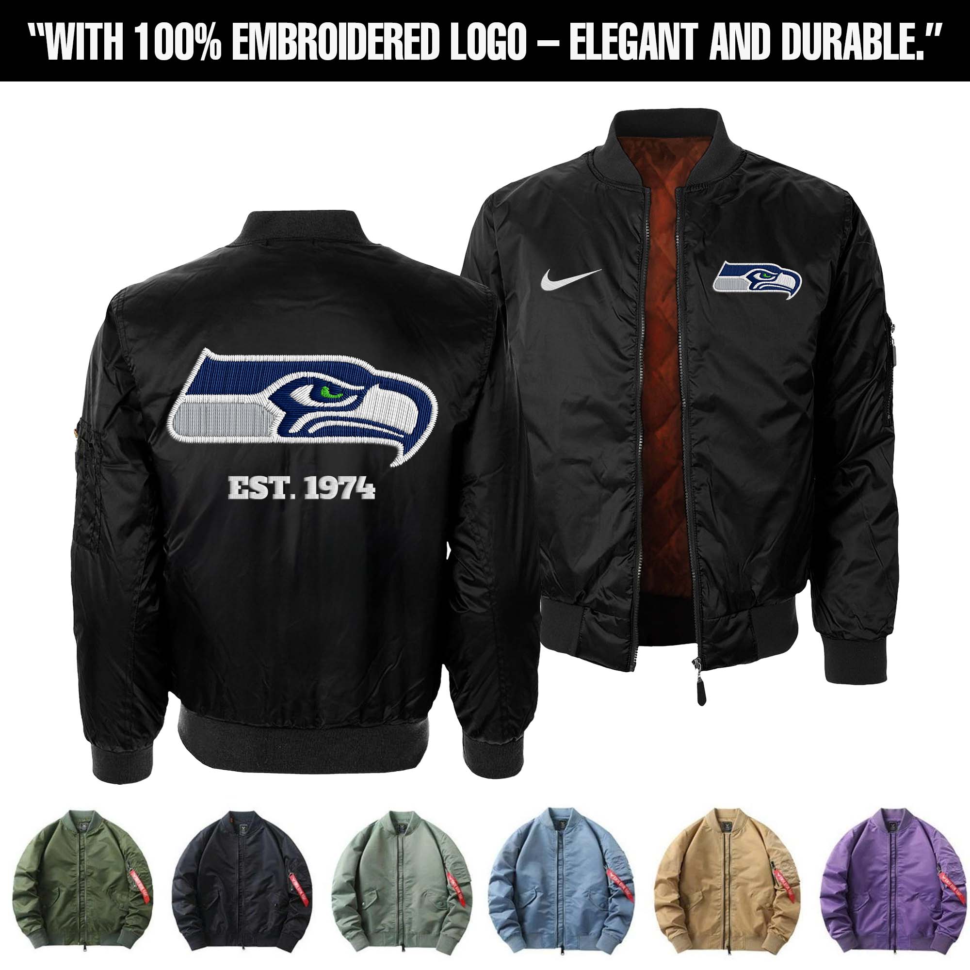 Seattle Seahawks Embroidered Bomber Jacket PT75908