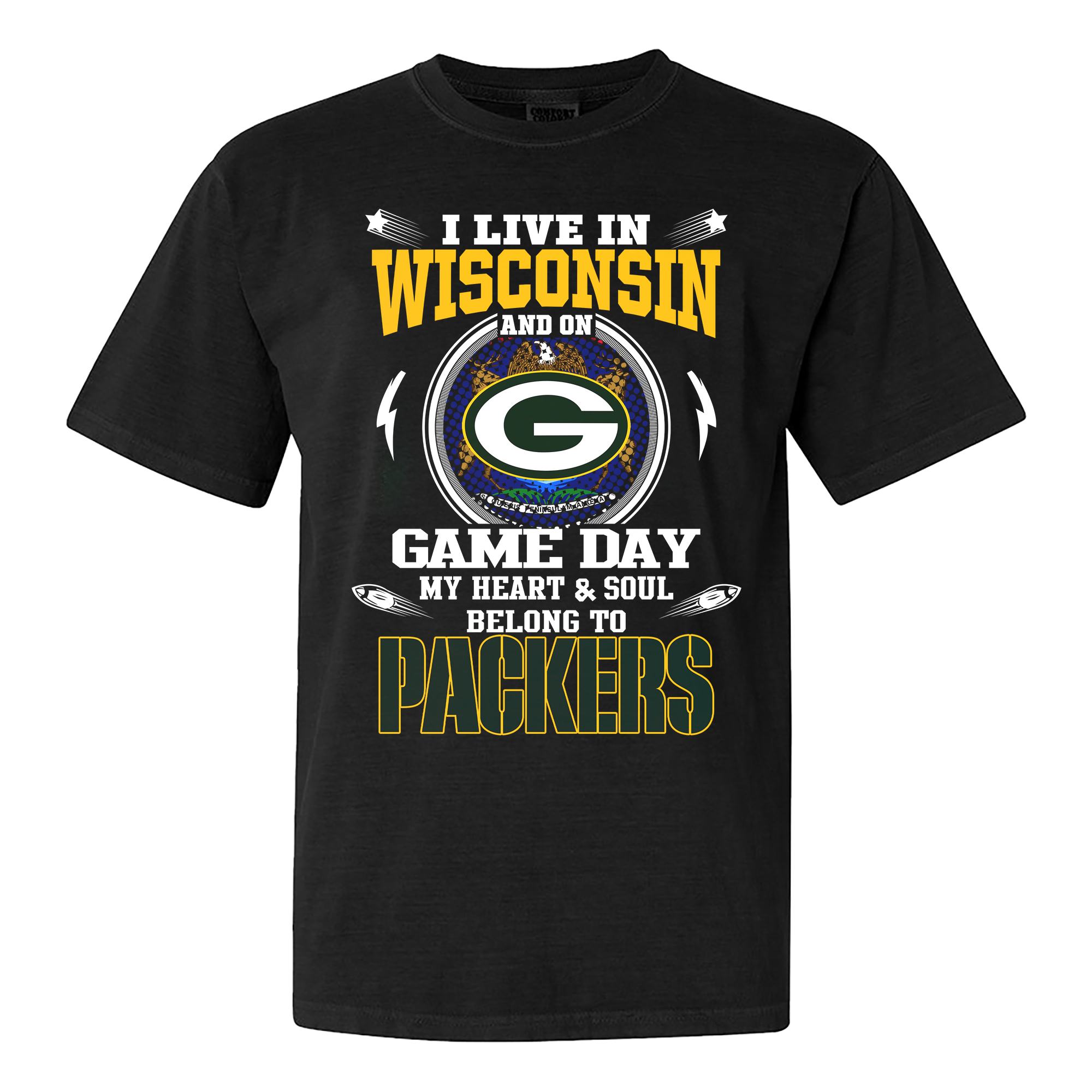 I Live In Wisconsin And On Game Day My Heart And Soul Belongs To Green Bay Packers Shirt PT75493