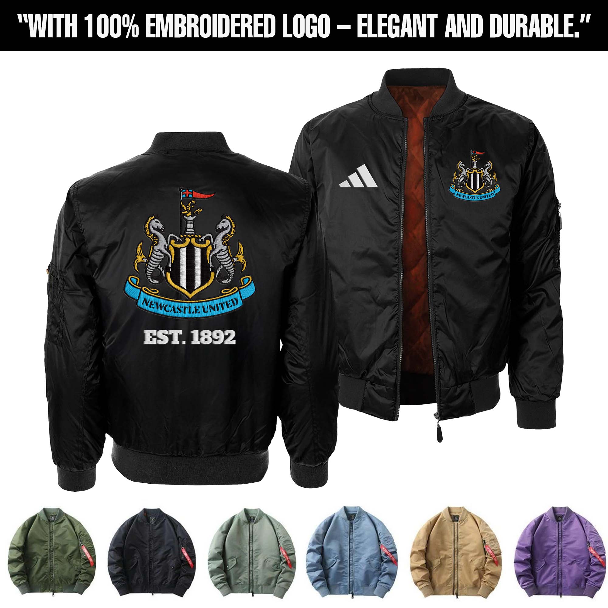 Newcastle United F.C Embroidered Bomber Jacket PT75926
