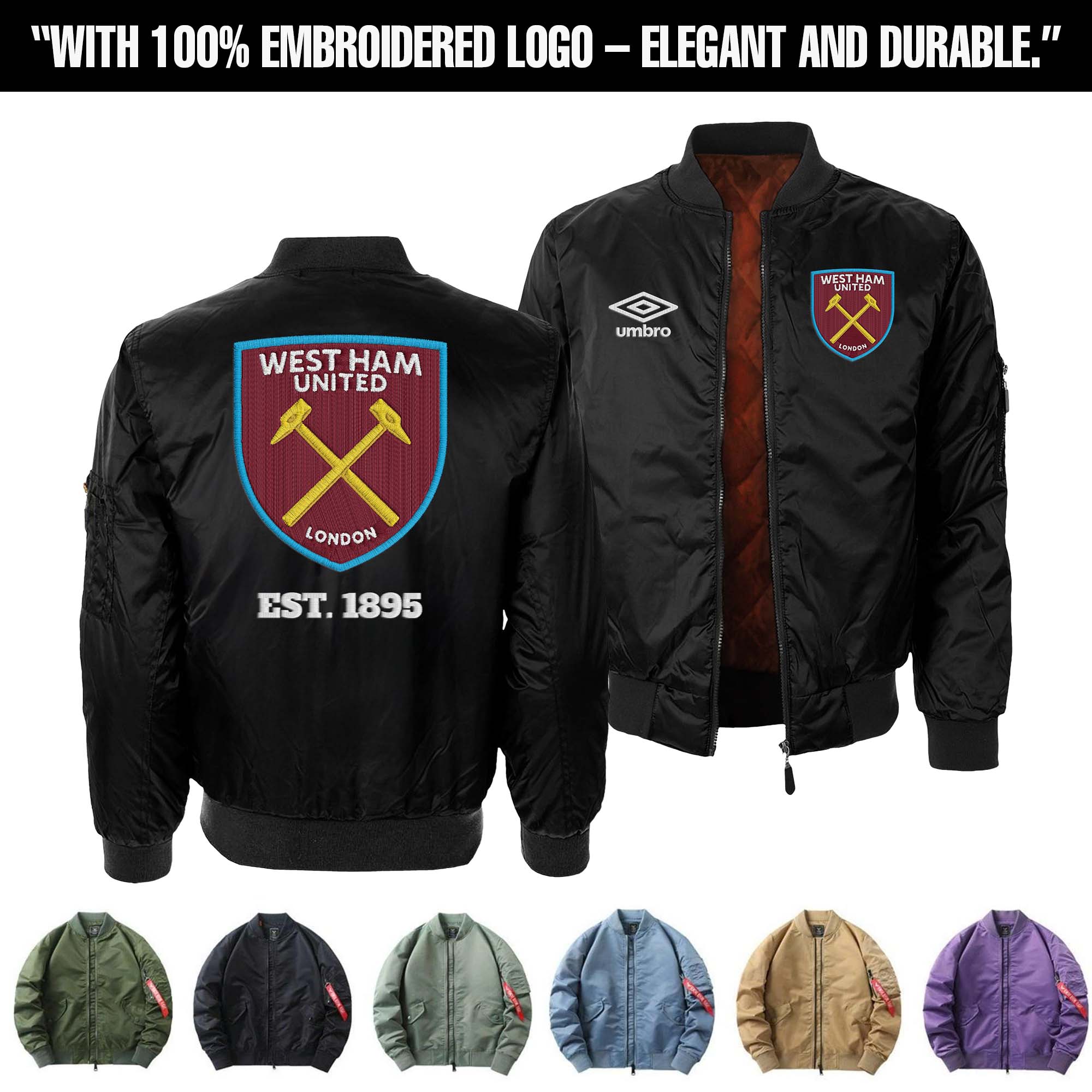 West Ham United F.C Embroidered Bomber Jacket PT75930