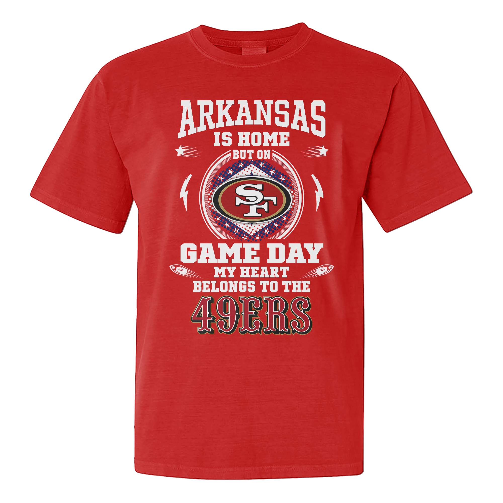 I Live In Arkansas And On Game Day My Heart And Soul Belongs To 49ers Shirt PT76027