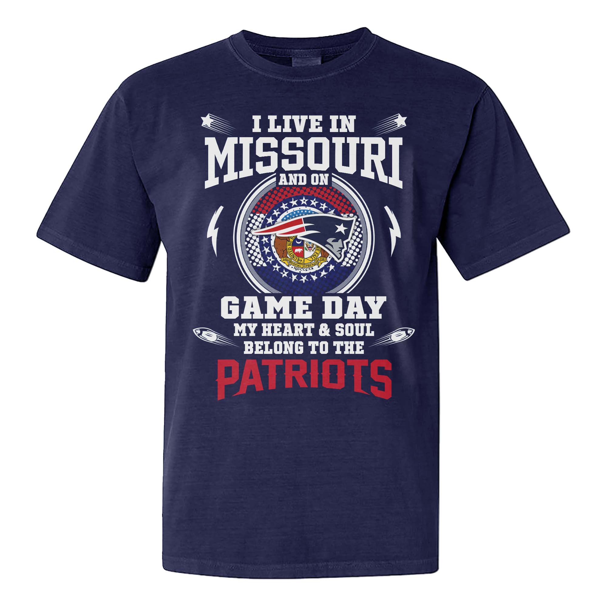 I Live In Missouri And On Game Day My Heart And Soul Belongs To Patriots Shirt PT76010