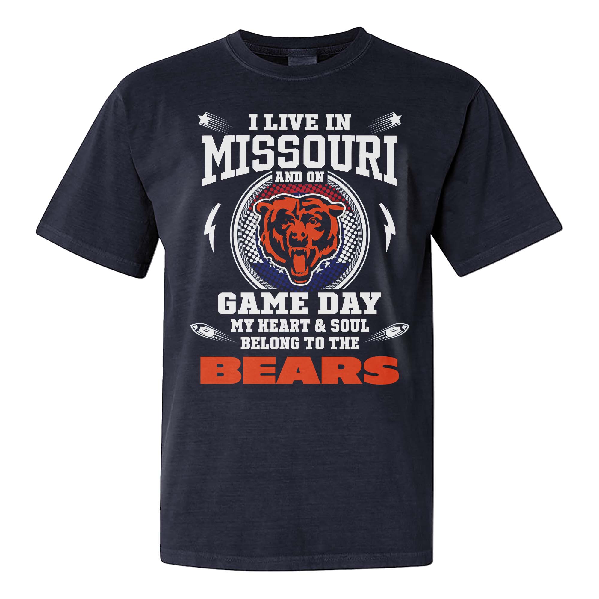 I Live In Missouri And On Game Day My Heart And Soul Belongs To Bears Shirt PT76022