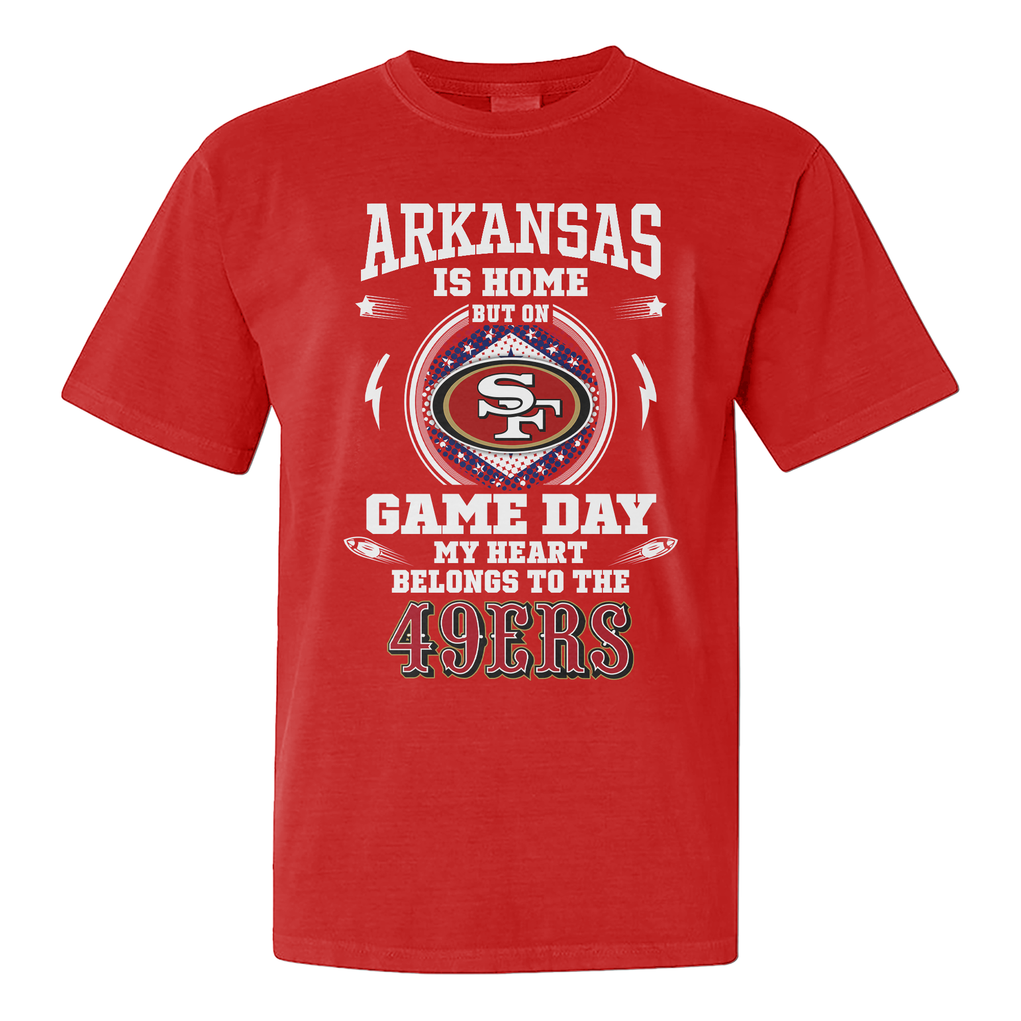 I Live In Arkansas And On Game Day My Heart And Soul Belongs To 49ers Shirt PT76136